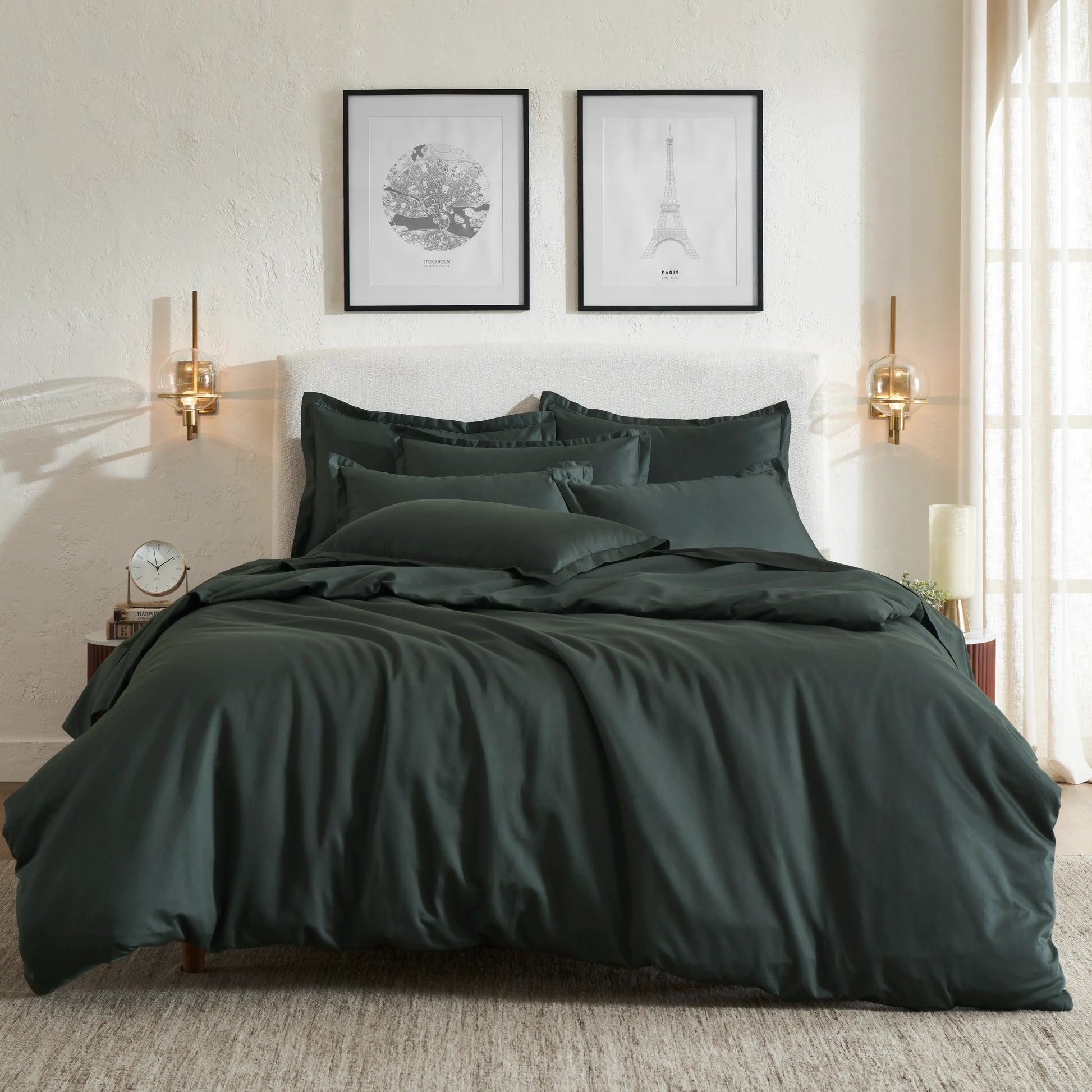 Pelushe | 800TC Long Staple Cotton Luxurious Super Soft Fitted Sheet Set | Pillow Cover with Merrow Hem Treatment Dark Grey / King