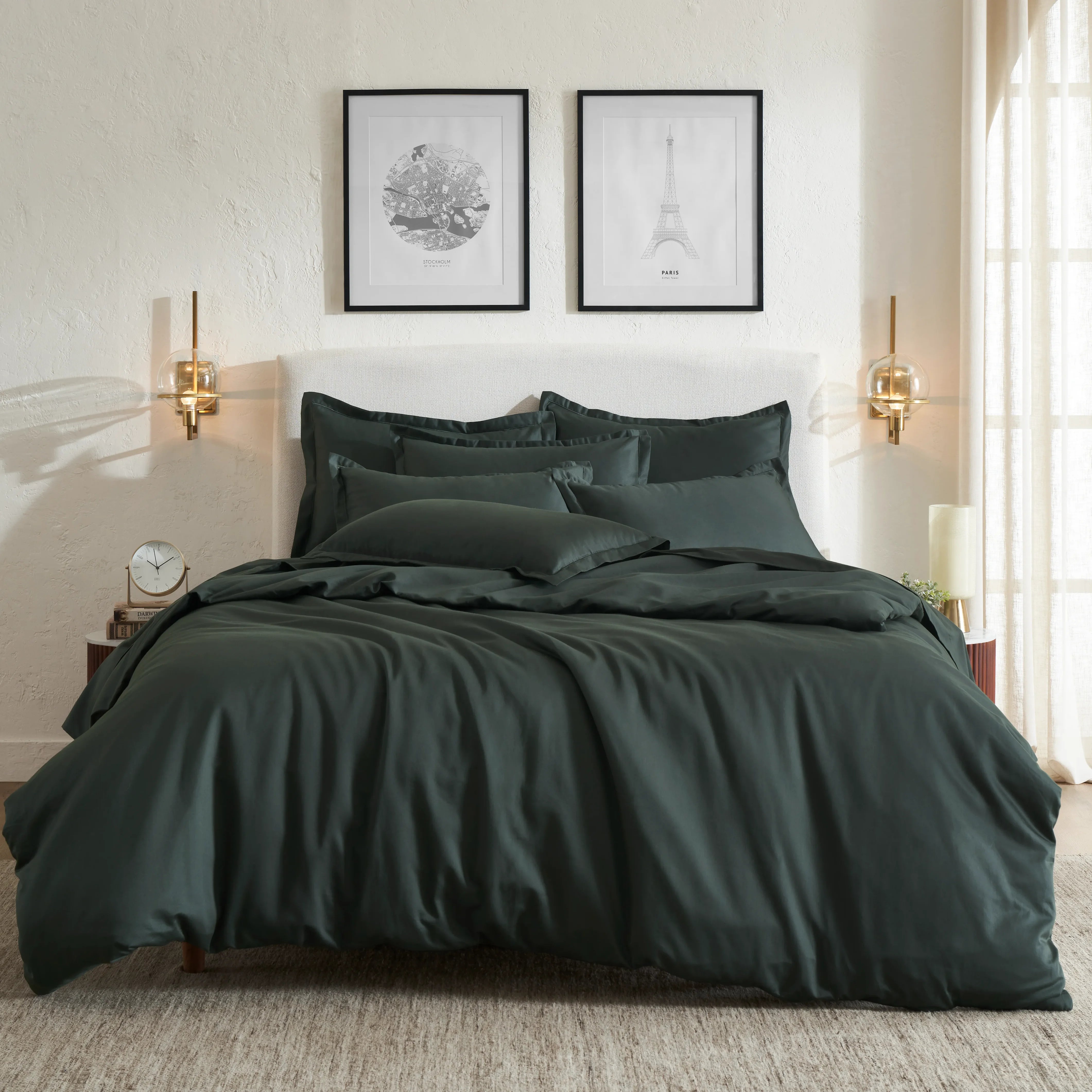 Pelushe | 800TC Long Staple Cotton Luxurious Super Soft Fitted Sheet Set | Pillow Cover with Merrow Hem Treatment Dark Grey / King