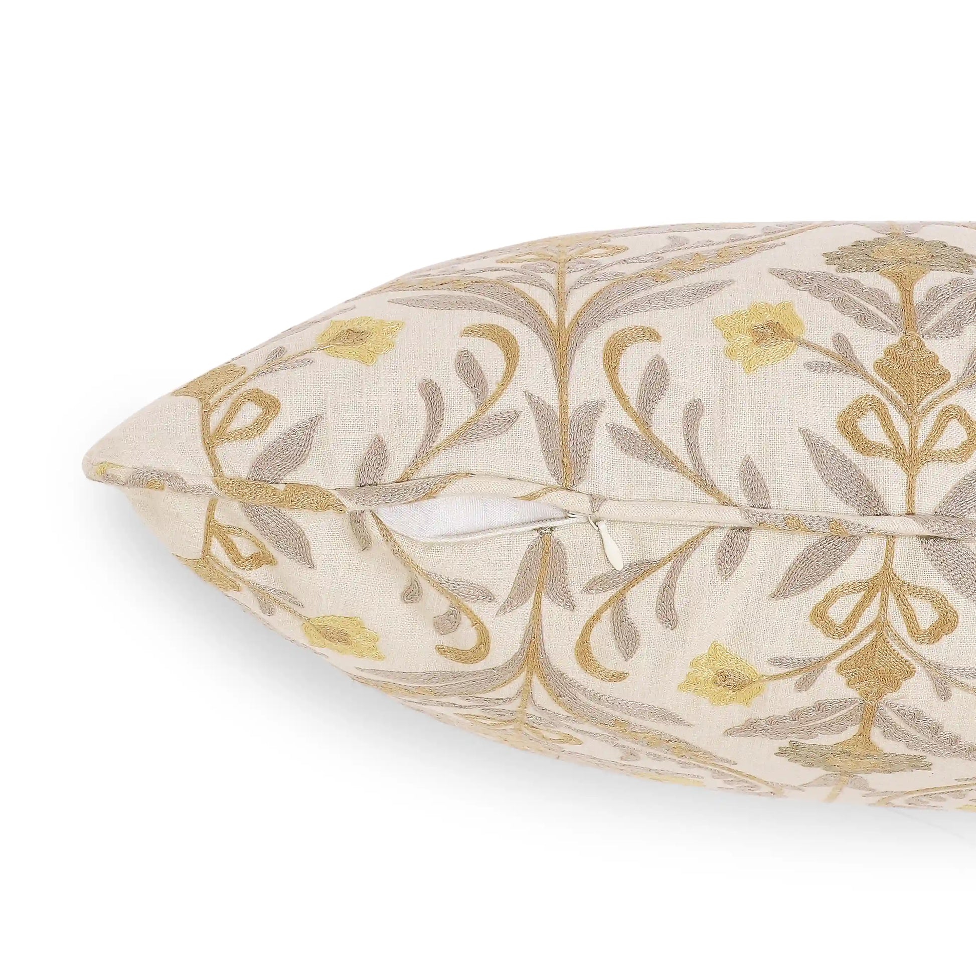 Espricia Embroidered Cushion Cover | Saanjh Baked Sand / Cushion Cover (41cm x 66cm)