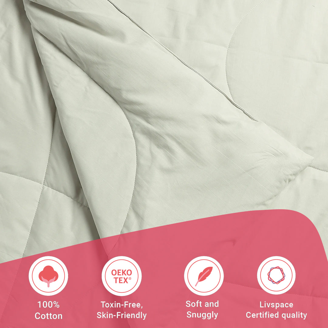 Paleto | Everyday Hues Cotton Solid Dyed 240GSM Comforter for Extra Warmth-Silver