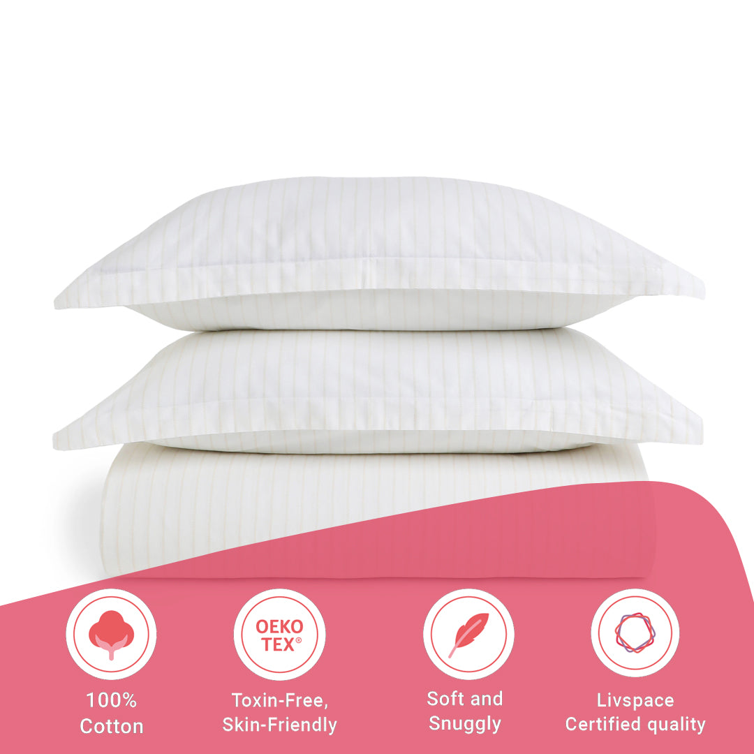 Bloomshire Classic | Everyday Charm Printed Cotton Fitted Sheet Set-Beige