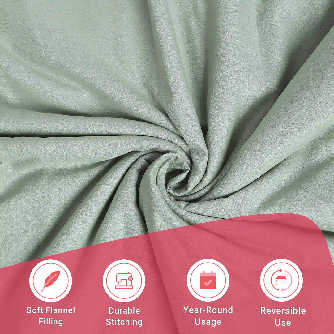 Paleto | Everyday Hues Cotton Solid Dyed Dohar with Super Soft Flannel Layering-Green Sage