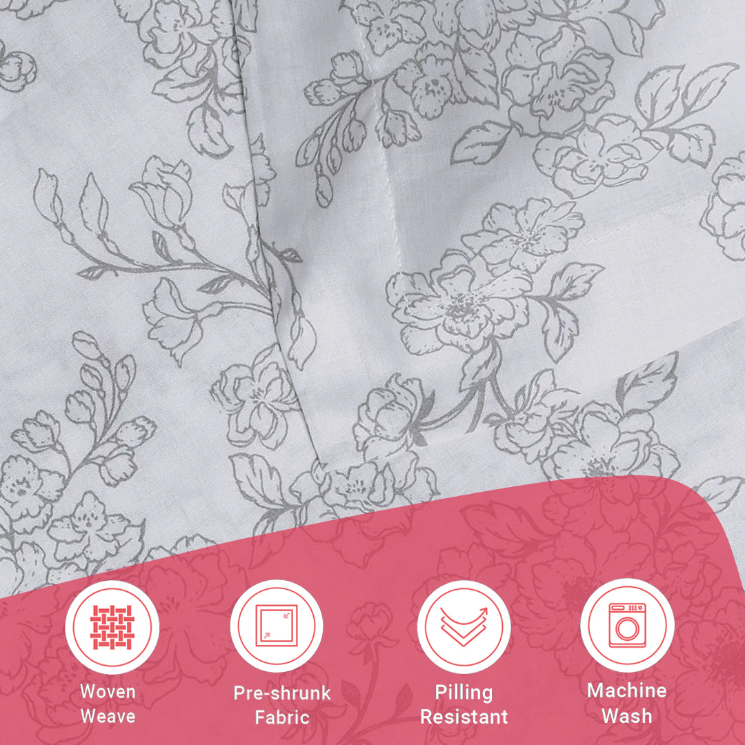 Bloomshire Classic | Everyday Charm Printed Cotton Bedsheet Set-Grey