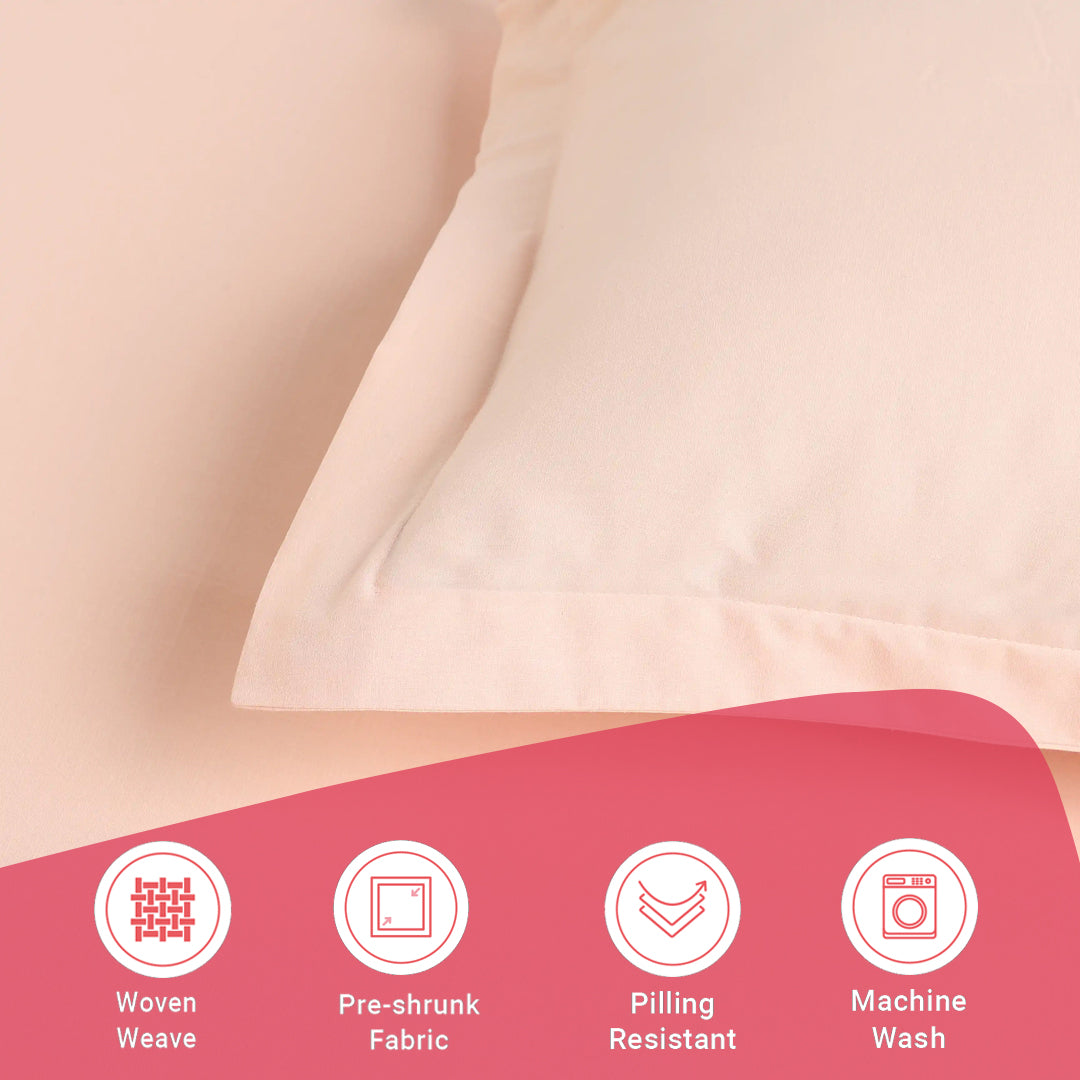 Paleto | Everyday Hues Solid Dyed Cotton Bedsheet Set-Veiled Rose