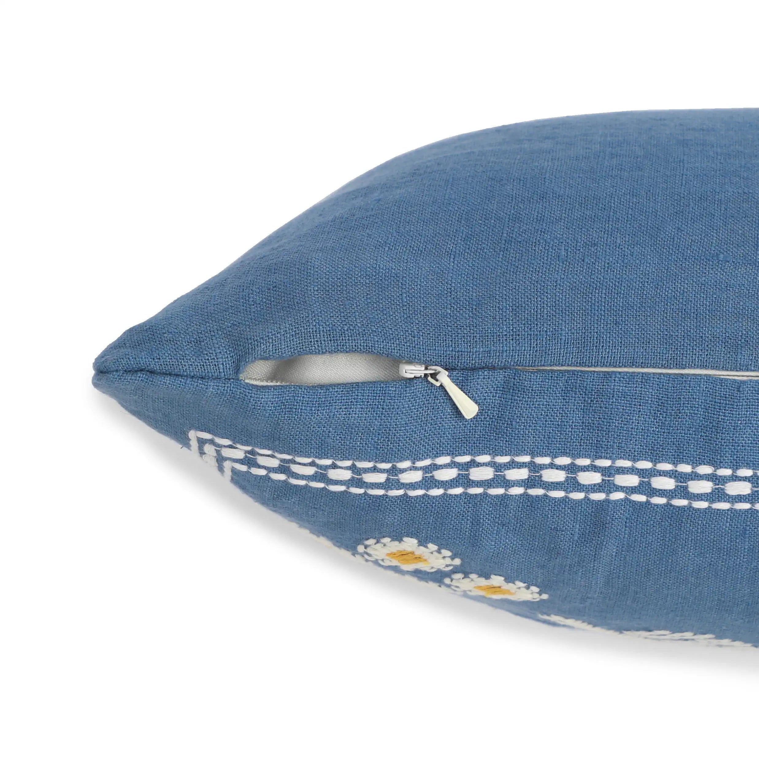 Estrella Embroidered Cushion Cover | Karigari Threads Denim Blue / Cushion Cover (51cm x 51cm)