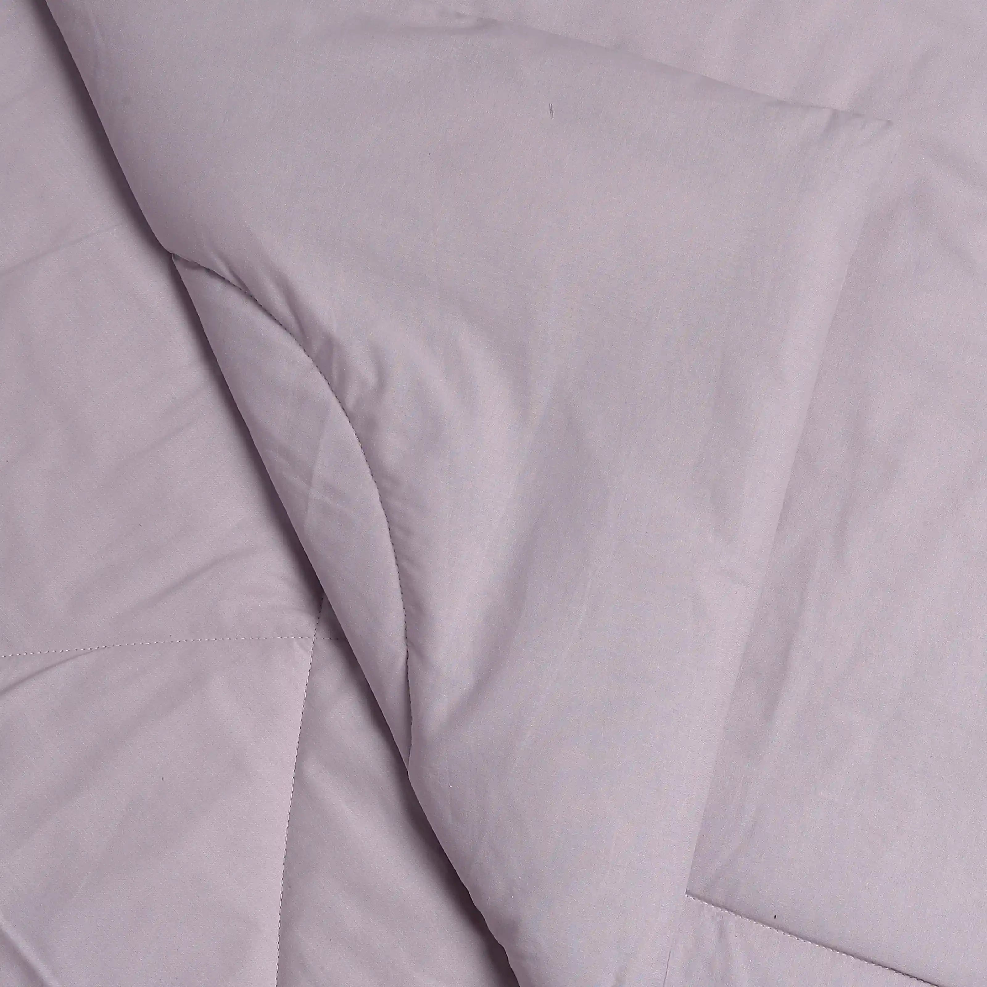 Paleto | Everyday Hues Cotton Solid Dyed 120GSM Comforter-Grey Lavender Grey Lavender / Single