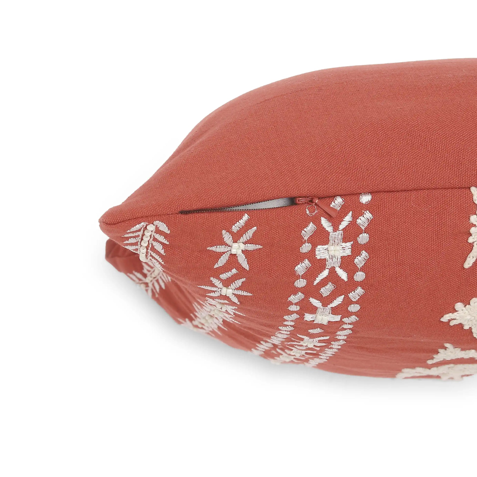 Espricia Embroidered Cushion Cover | Banjara Bloom Cinnamon / Cushion Cover (41cm x 41cm)