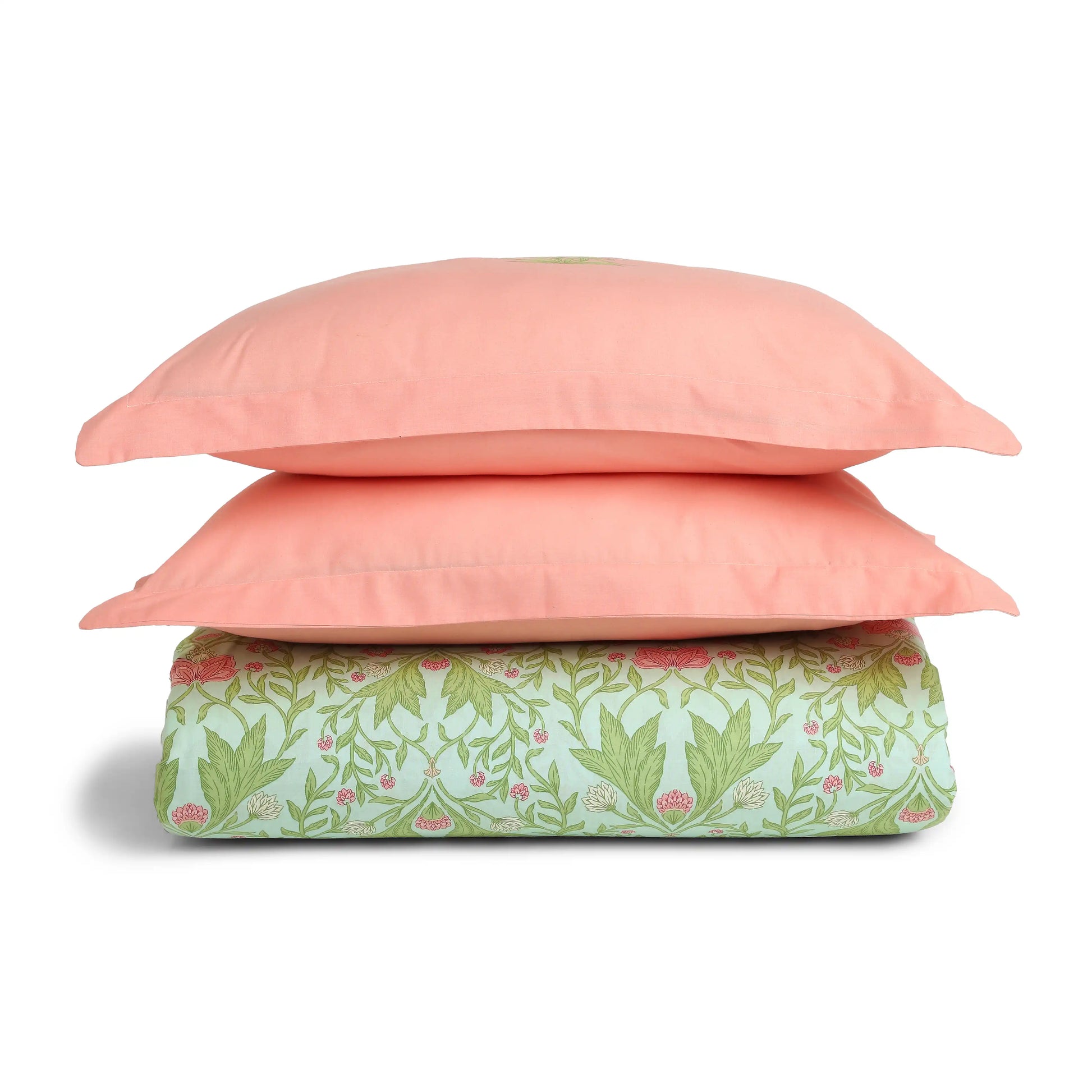 Chippa Lane | Contemporary Indian Print Design Cotton Fitted Sheet Set-Sage Mint Sage Mint / King