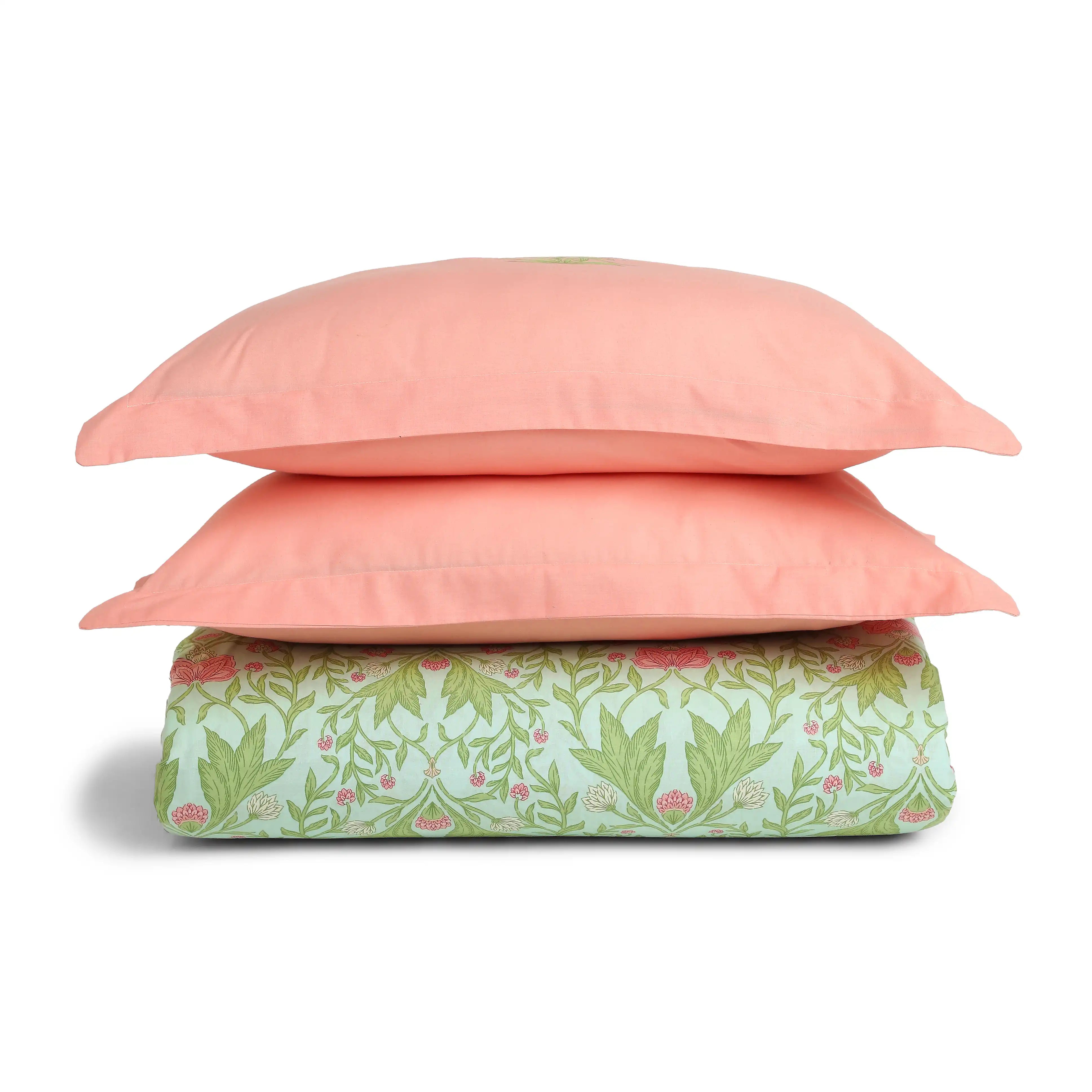 Chippa Lane | Contemporary Indian Print Design Cotton Fitted Sheet Set-Sage Mint Sage Mint / King