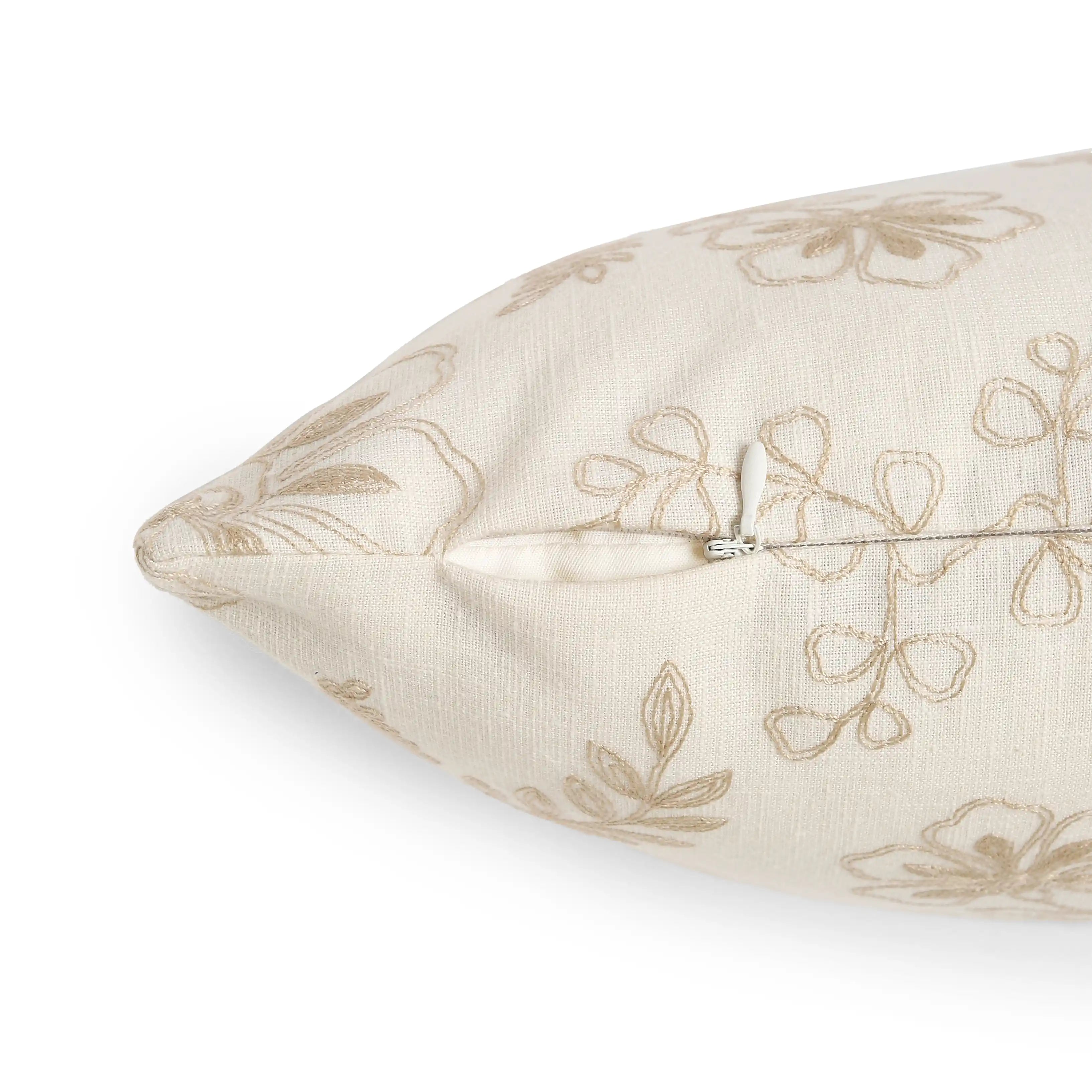 Vissencia Embroidered Cushion Cover | Floral Threads Earthen Relic / Cushion Cover (51cm x 51cm)