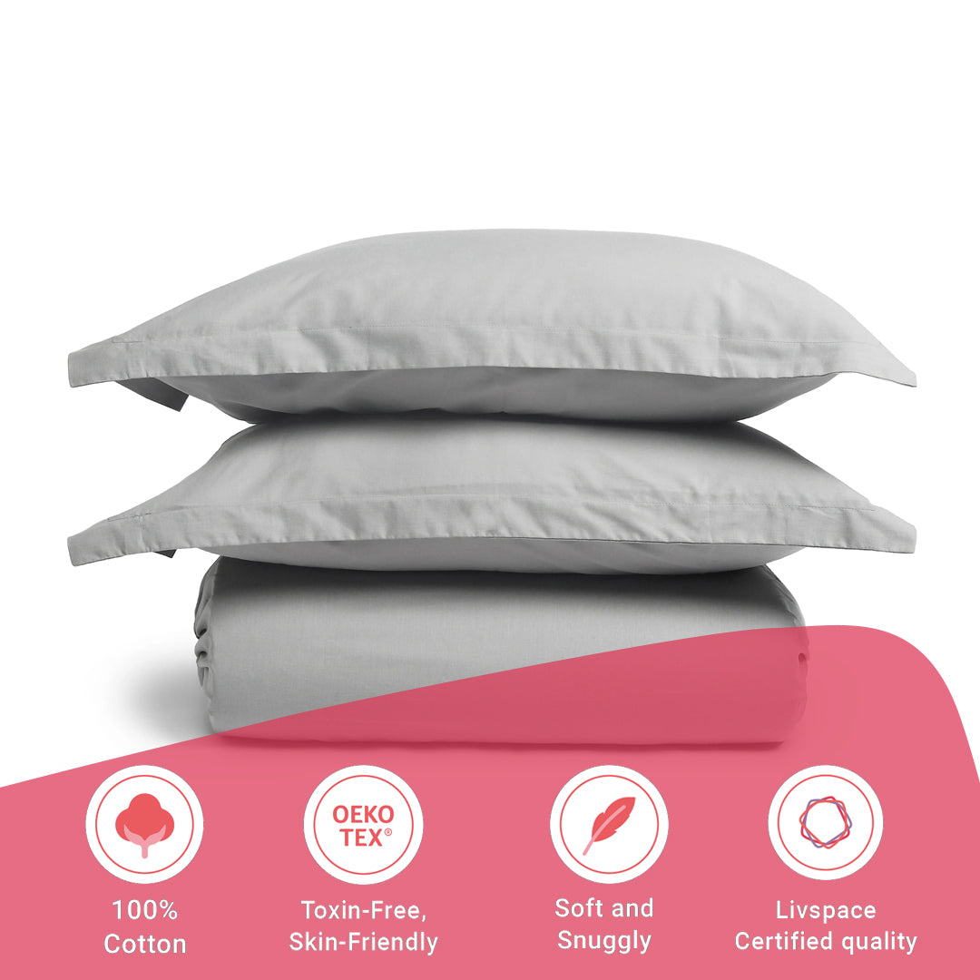 Paleto | Everyday Hues Solid Dyed Cotton Fitted Sheet Set-Grey