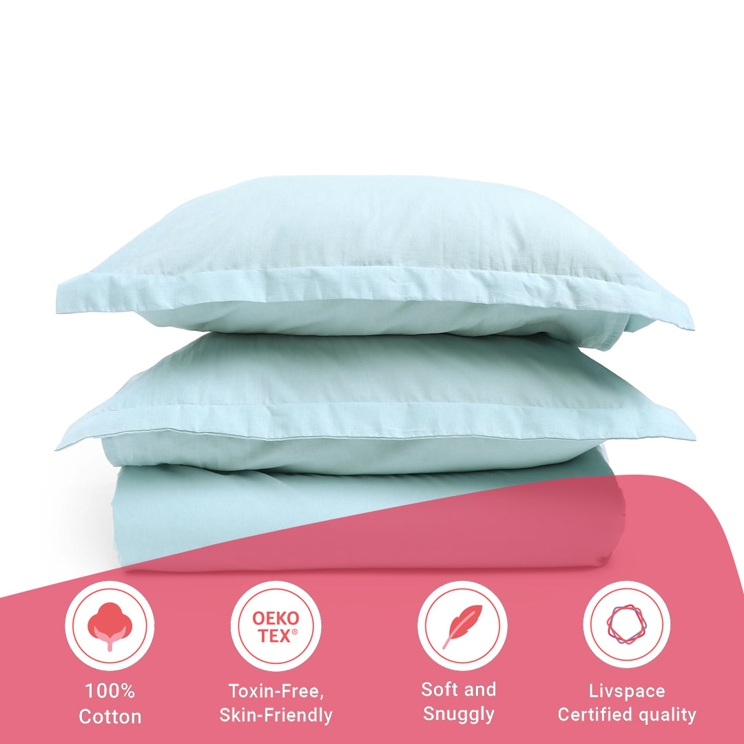Paleto | Everyday Hues Solid Dyed Cotton Fitted Sheet Set-Blue Sky