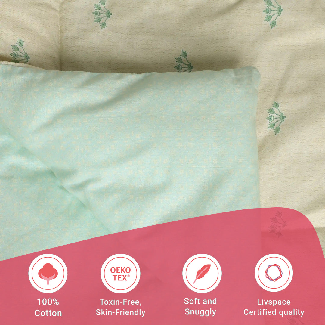 Chippa Lane | Contemporary Indian Print Design 240GSM Reversible Comforter for Extra Warmth-Sage