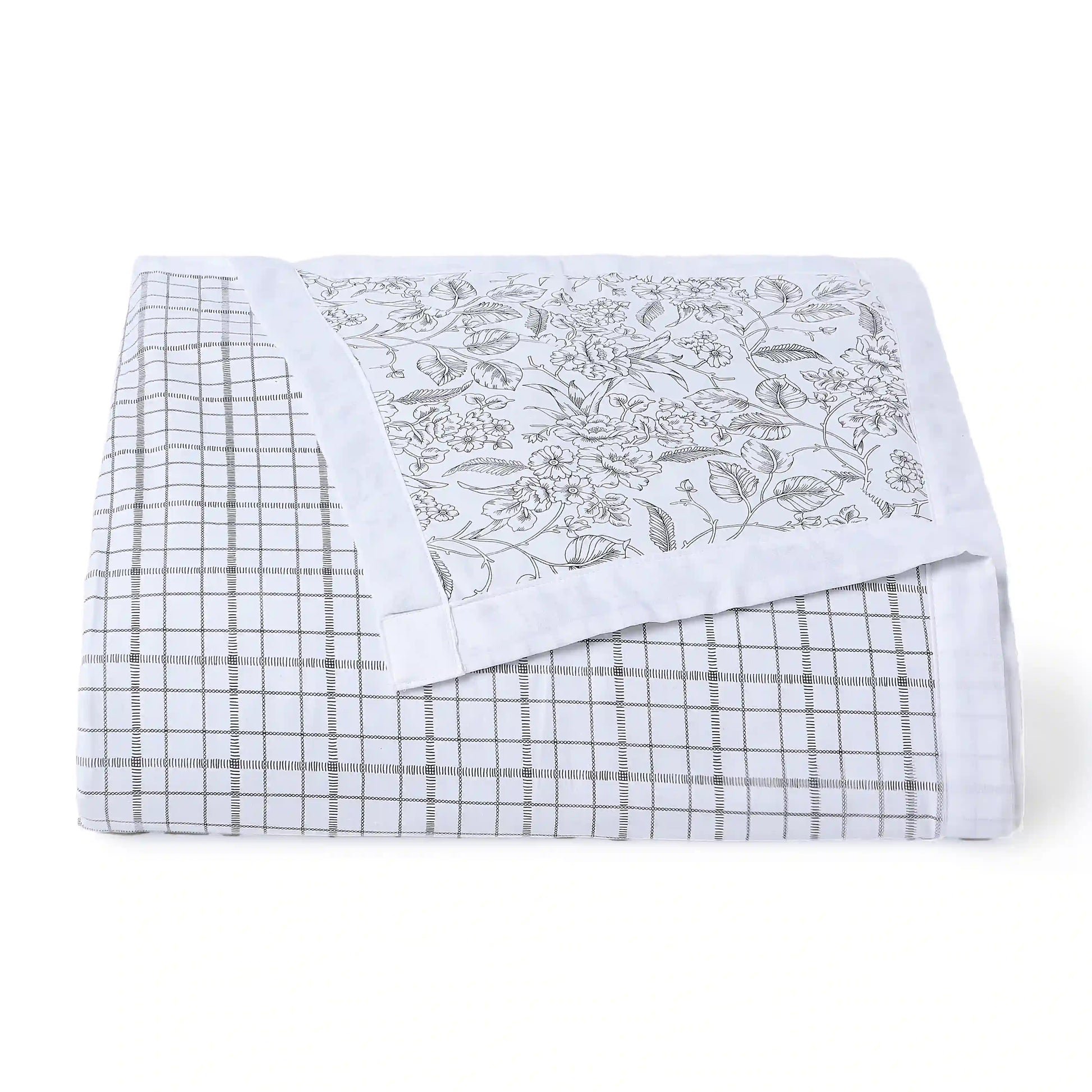 Mishella Printed Charcoal Checks Bedding Set-1 (Dbl Bedsheet + Dbl Dohar) Charcoal Checks / Double