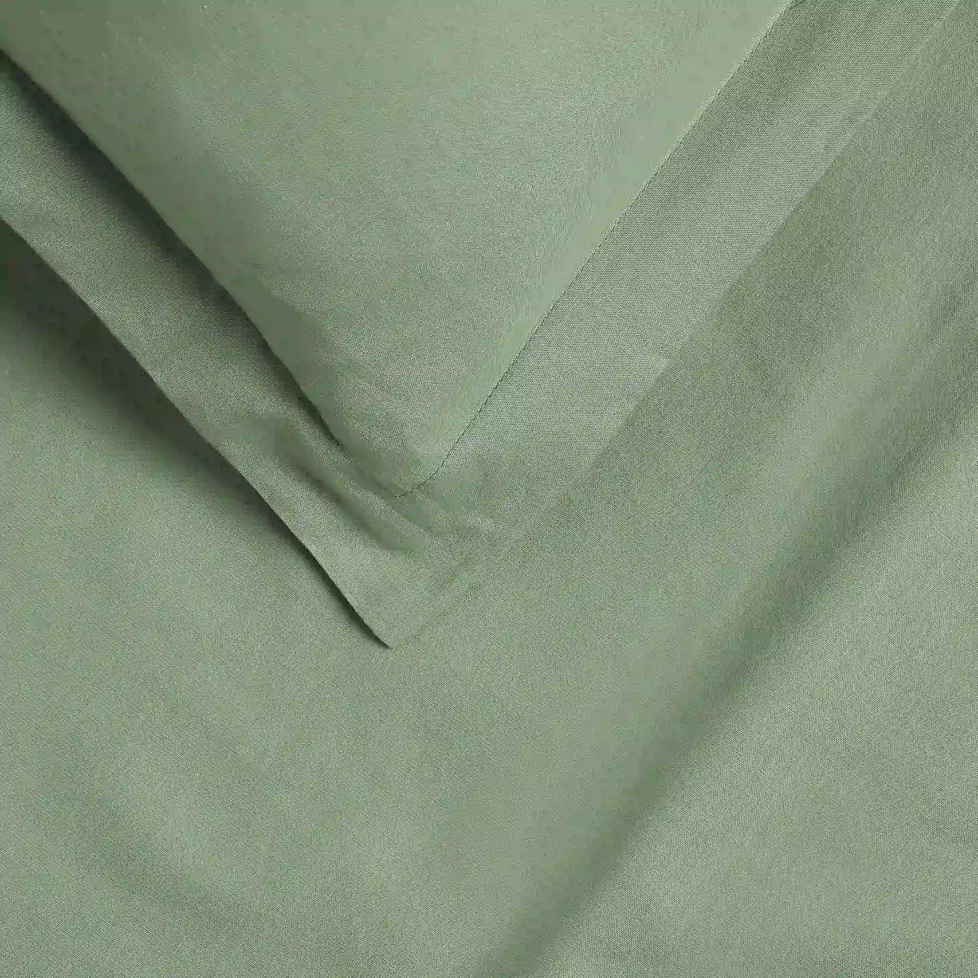 Paleto | Everyday Hues Solid Dyed Cotton Bedsheet Set-Green Sage Green Sage / Super King