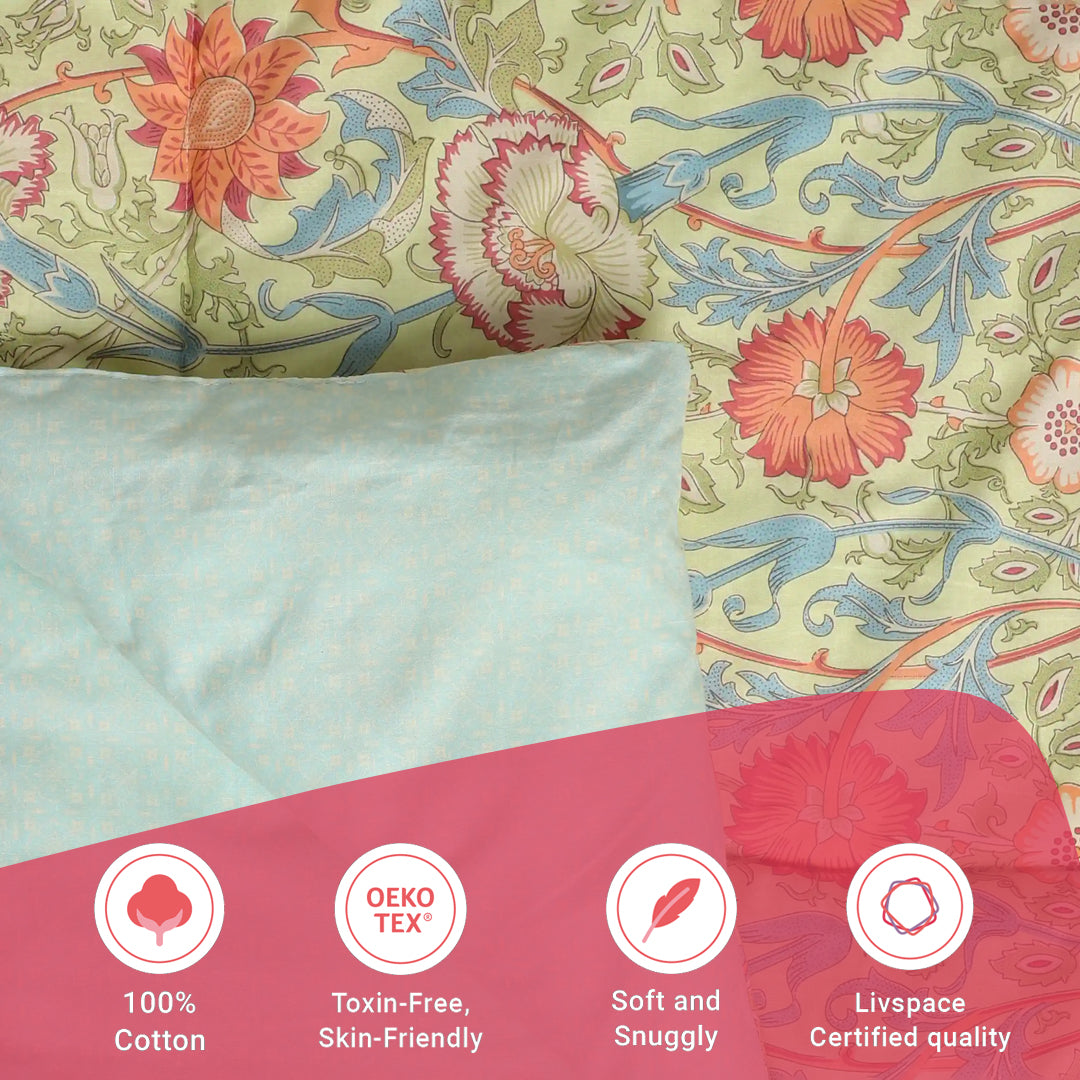 Chippa Lane | Contemporary Indian Print Design 240GSM Reversible Comforter for Extra Warmth-Green