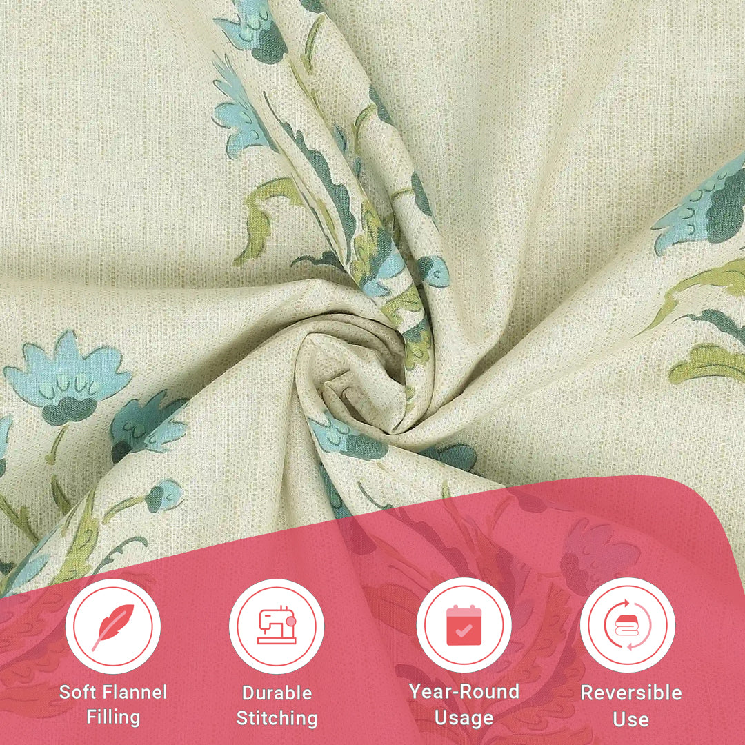 Chippa Lane | Contemporary Indian Print Design Reversible Dohar with Super Soft Flannel Layering-Indian Sage