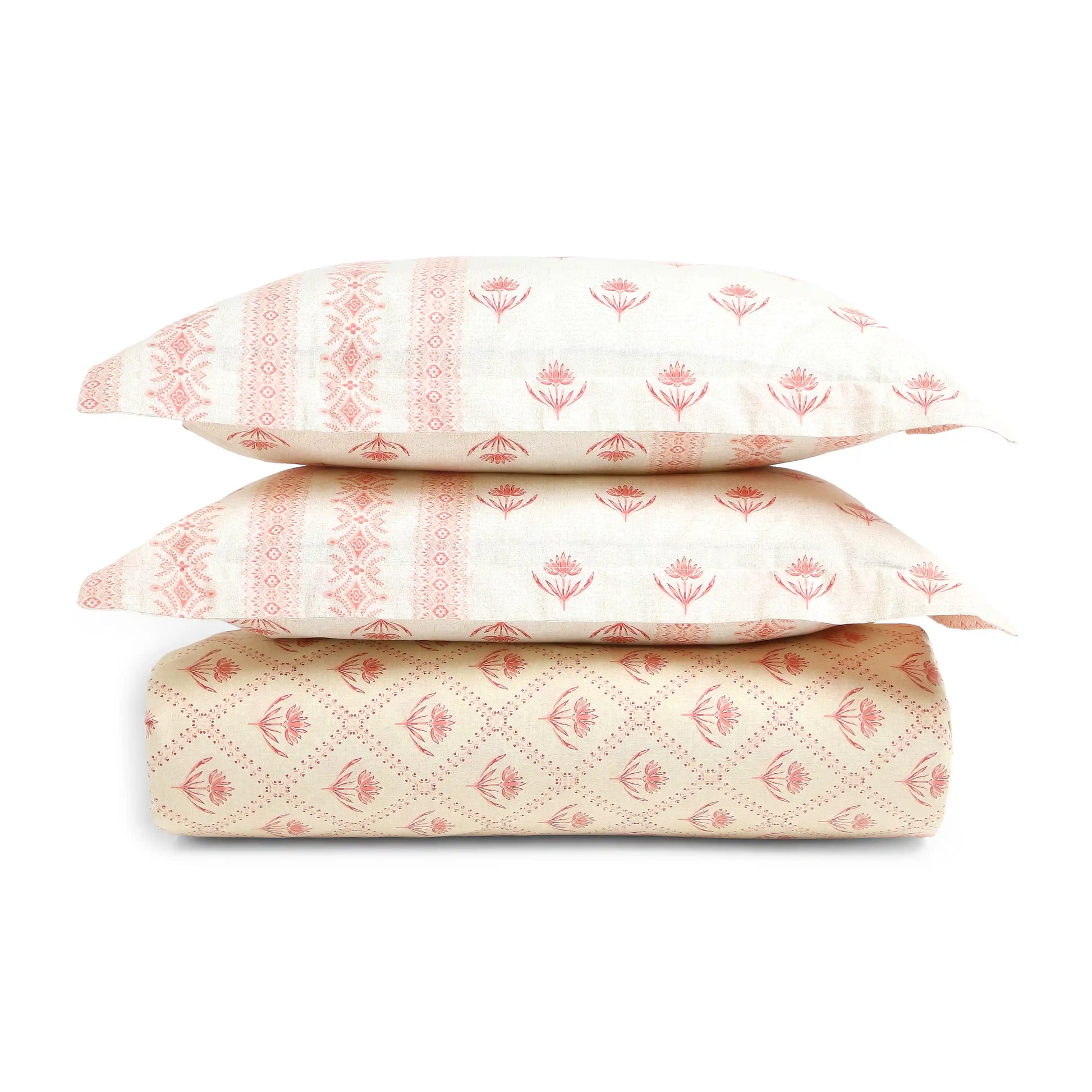 Chippa Lane | Contemporary Indian Print Design Cotton Fitted Sheet Set-Red Red / King