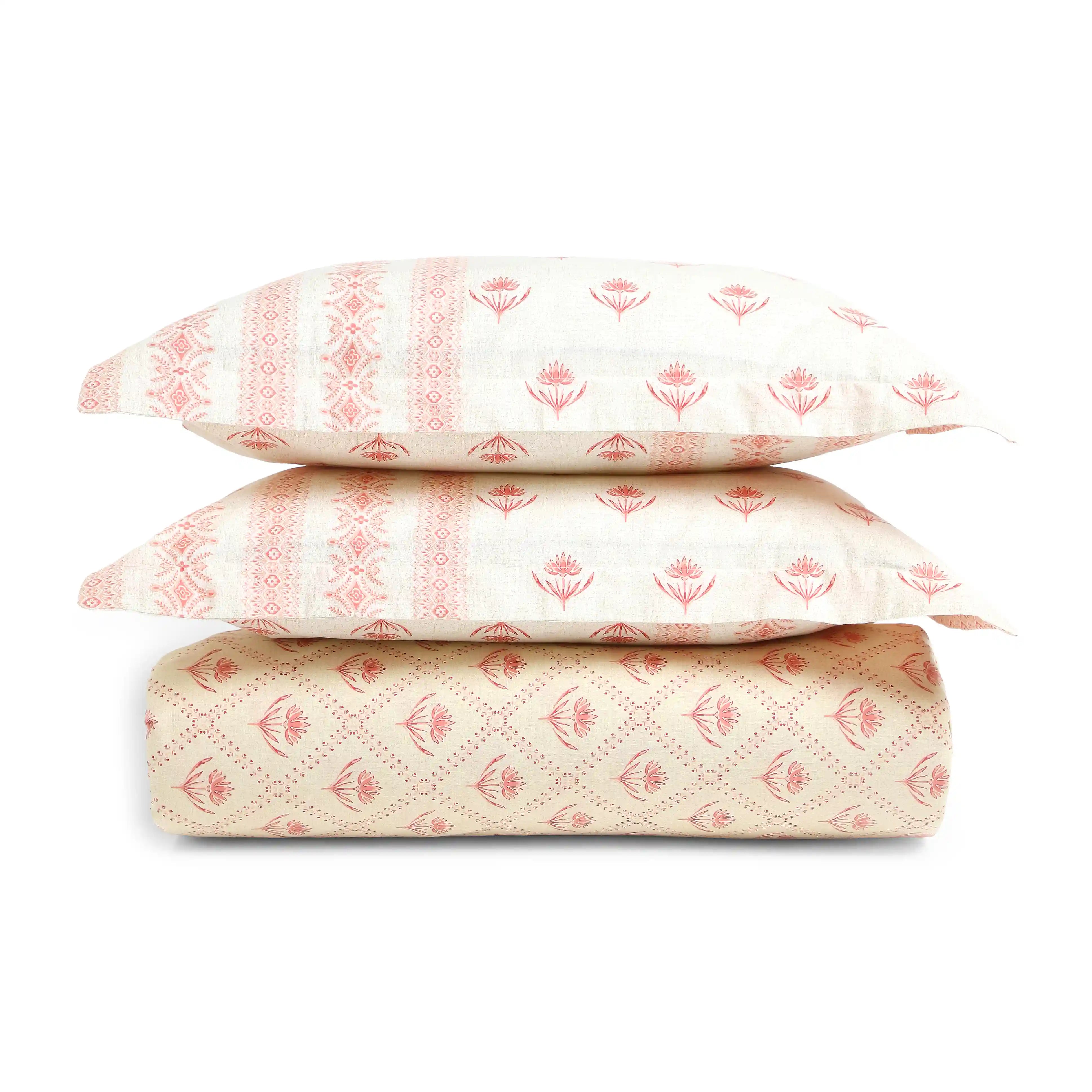 Chippa Lane | Contemporary Indian Print Design Cotton Fitted Sheet Set-Red Red / King