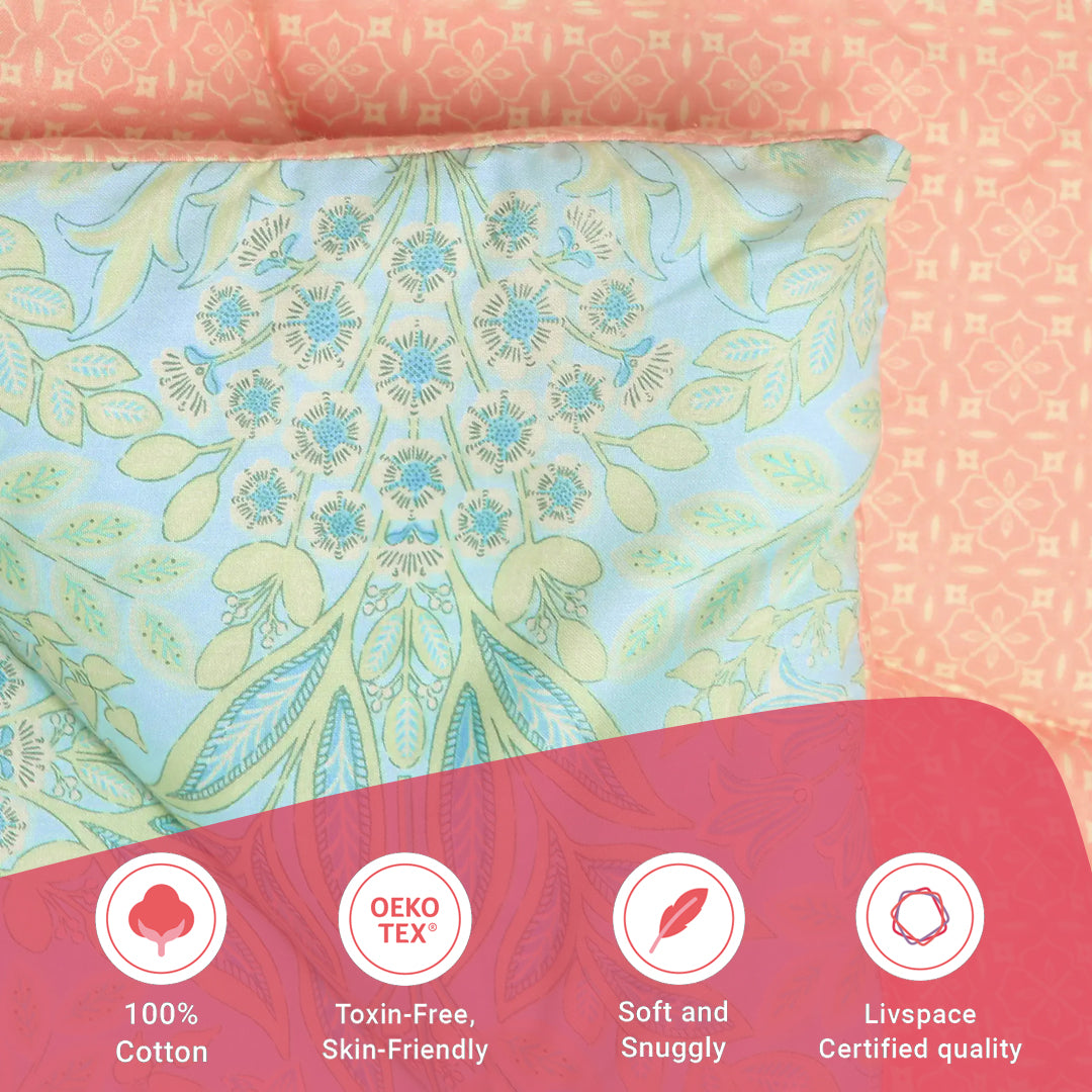 Chippa Lane | Contemporary Indian Print Design 240GSM Reversible Comforter for Extra Warmth-Sage Bloom