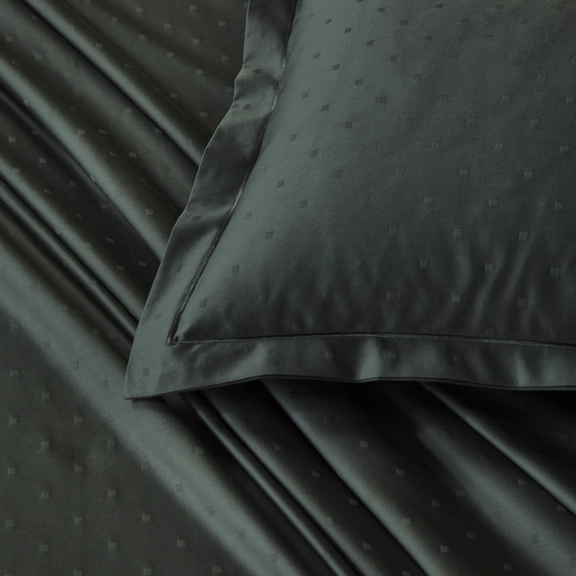 Ricaso | 1000TC Egyptian Cotton Swiss Dot Super Soft Fitted Sheet Set | Pillow Cover with Merrow Hem Treatment Dark Grey / King