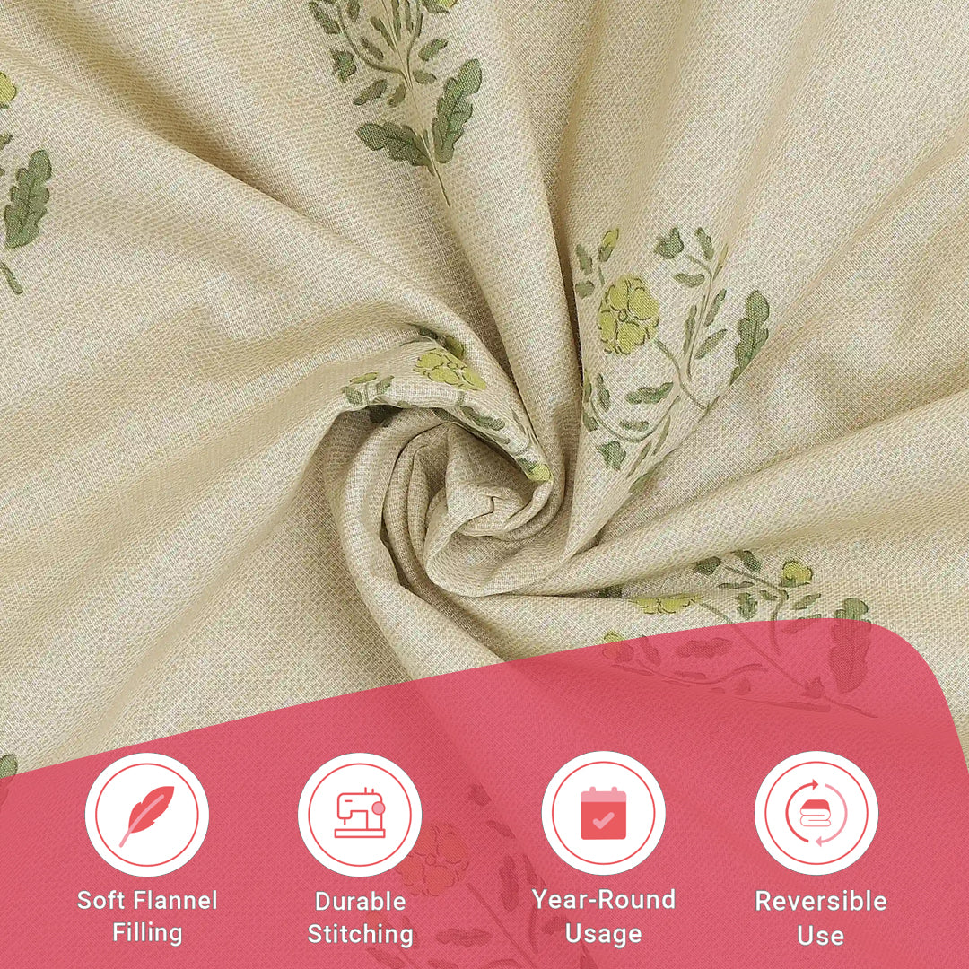 Chippa Lane | Contemporary Indian Print Design Reversible Dohar with Super Soft Flannel Layering-Indian Moss