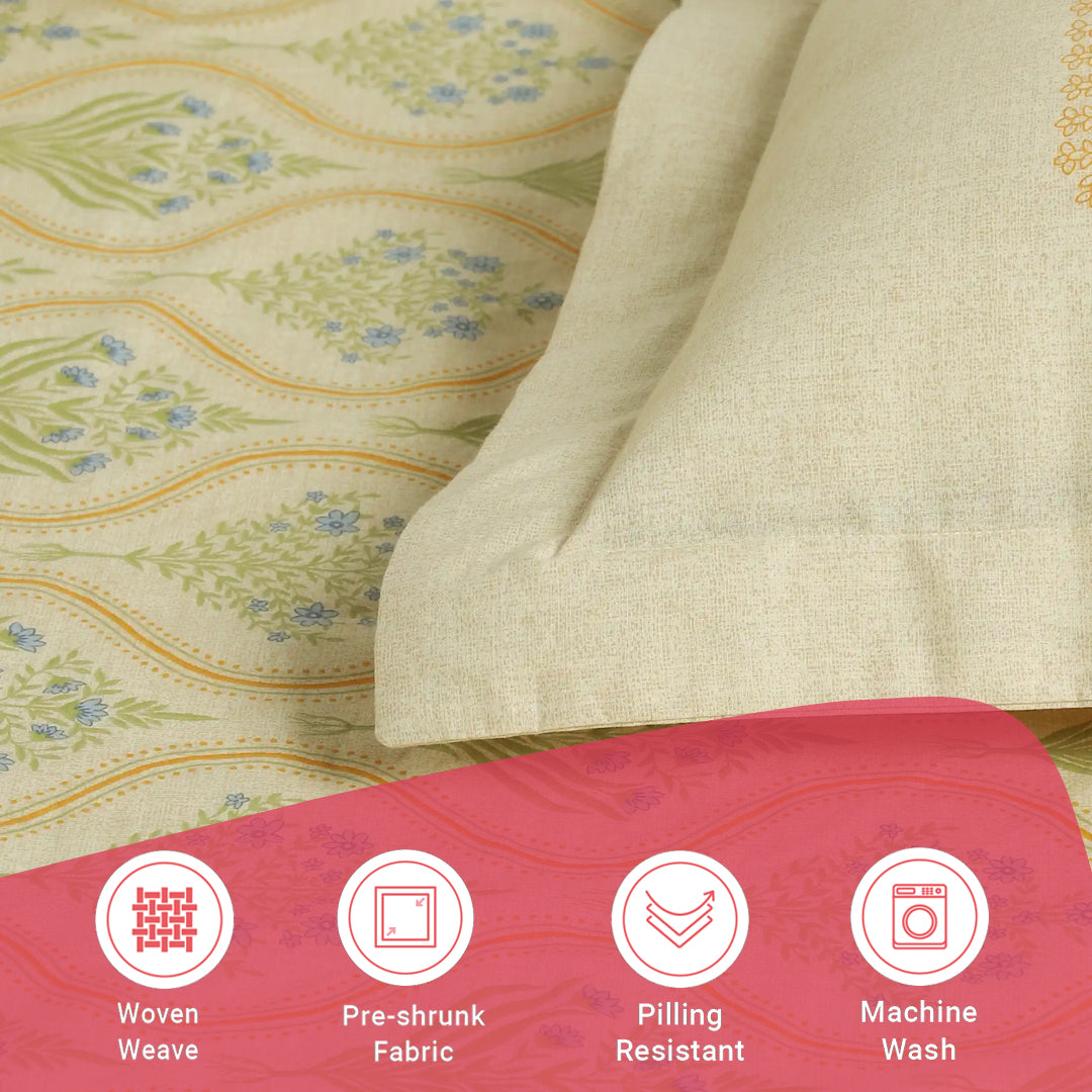 Chippa Lane | Contemporary Indian Print Design Cotton Fitted Sheet Set-Mustard