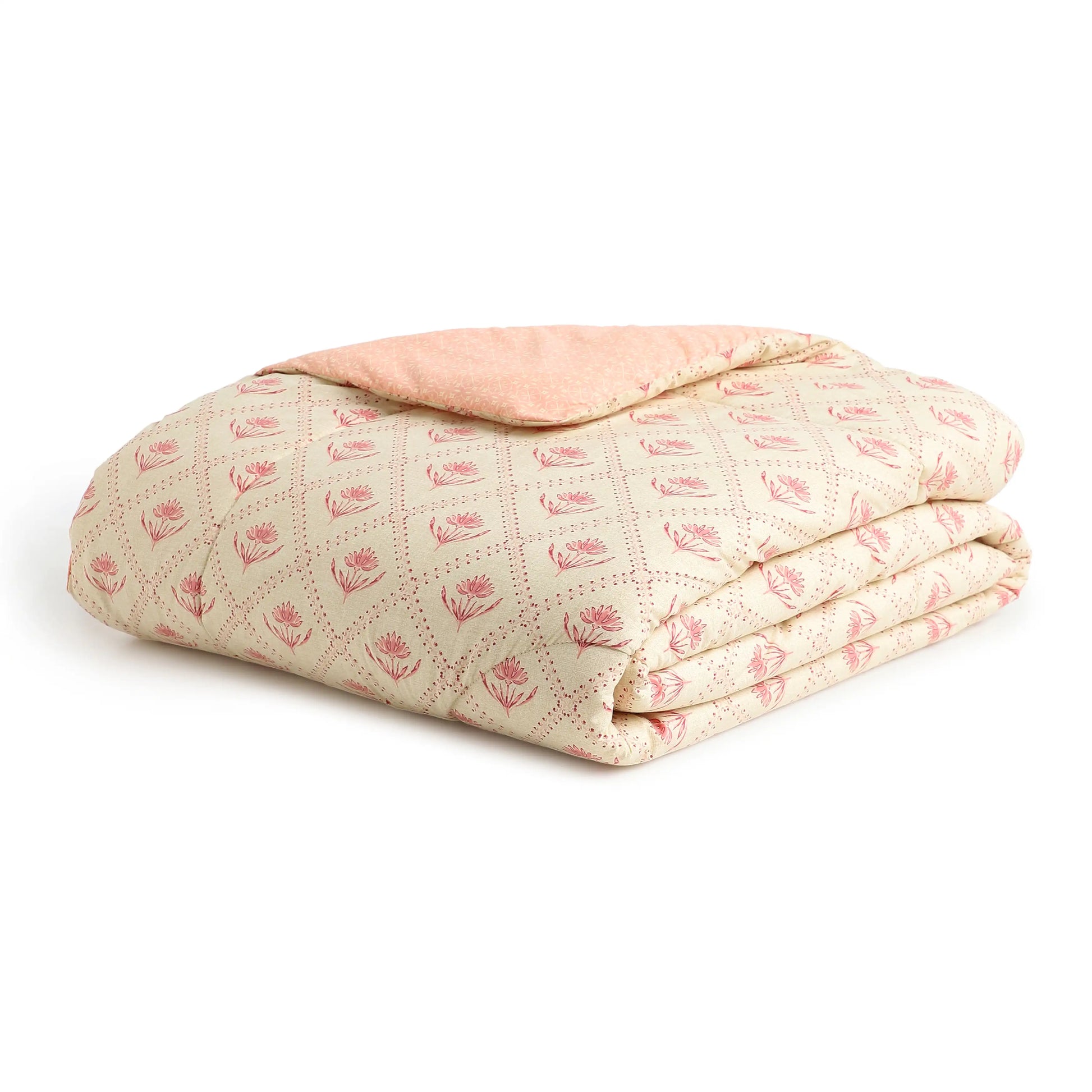 Chippa Lane | Contemporary Indian Print Design Coordinated Bedding Set | Set of Bedsheet & Comforter-Red Red / Double