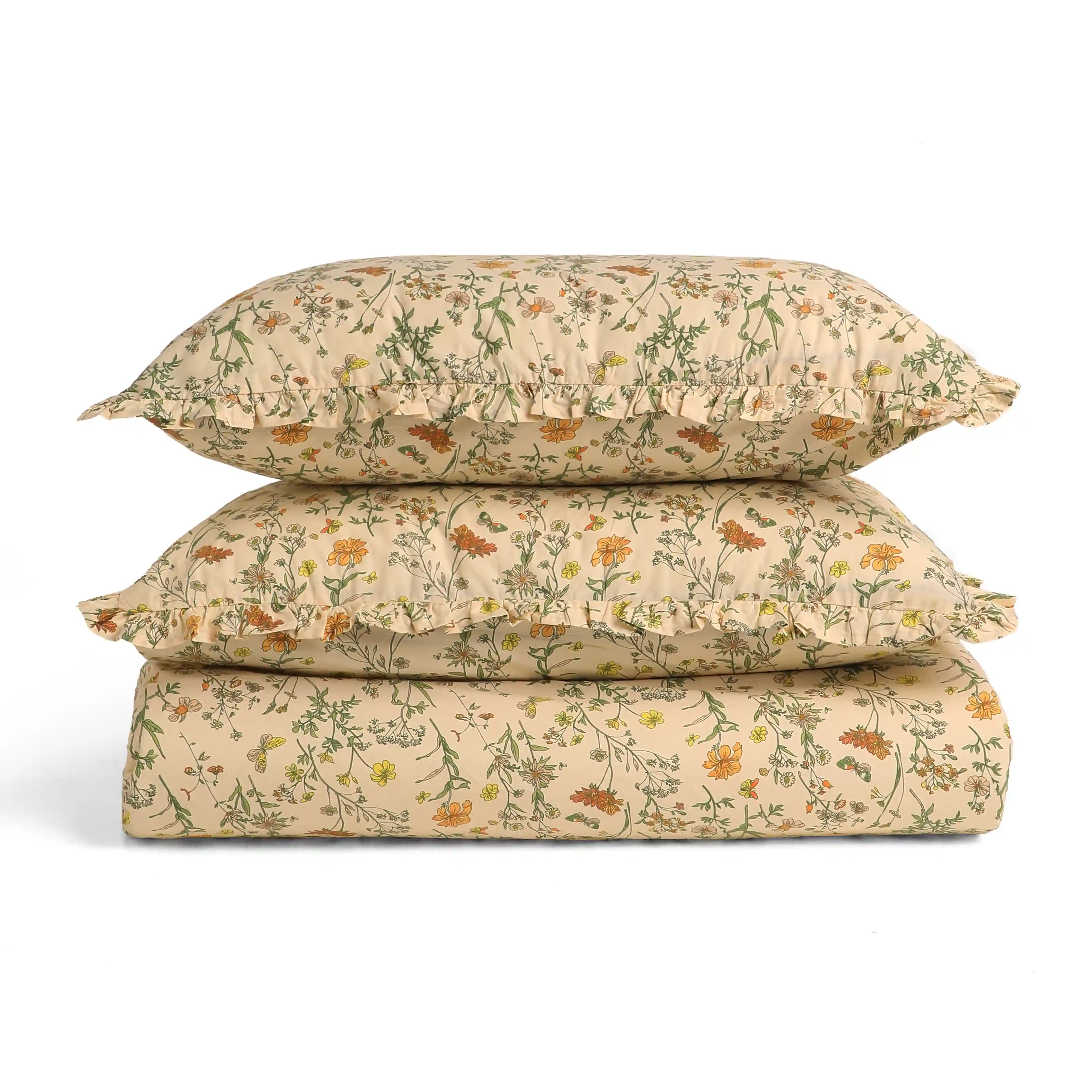 Bloomshire Luxe Printed Fitted Sheet Set-Mustard Mustard / King