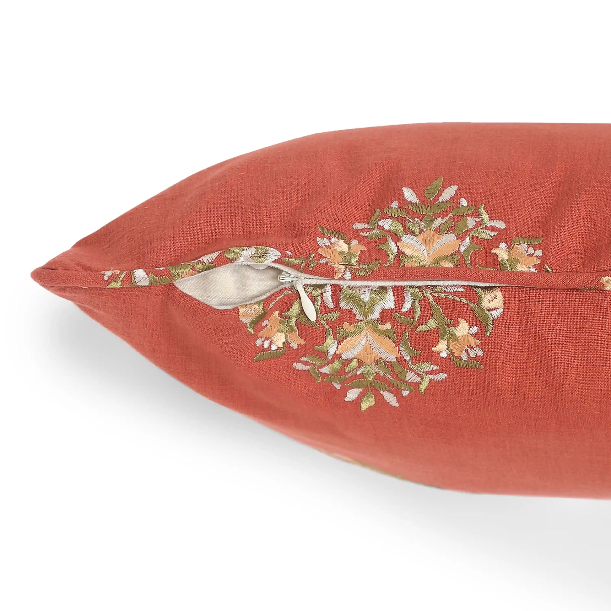 Espricia Embroidered Cushion Cover | Bagh Bahaar Crimson Red / Cushion Cover (41cm x 41cm)