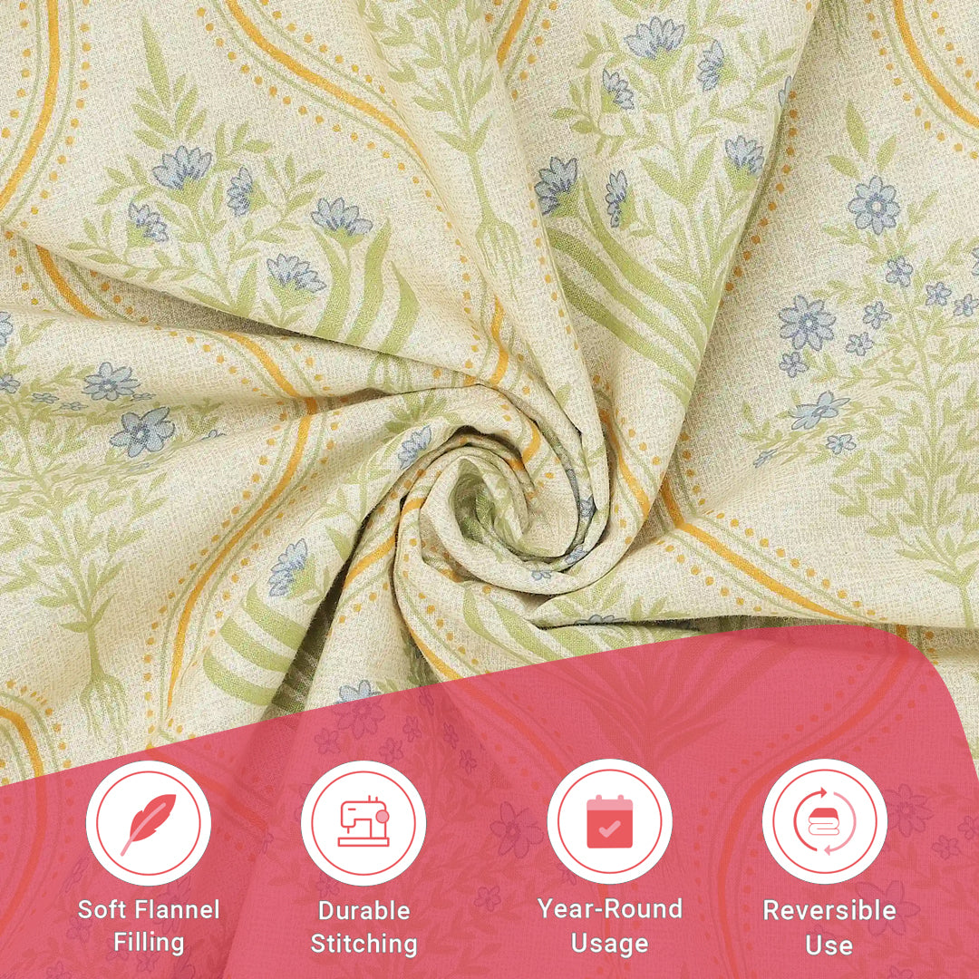 Chippa Lane | Contemporary Indian Print Design Reversible Dohar with Super Soft Flannel Layering-Mustard