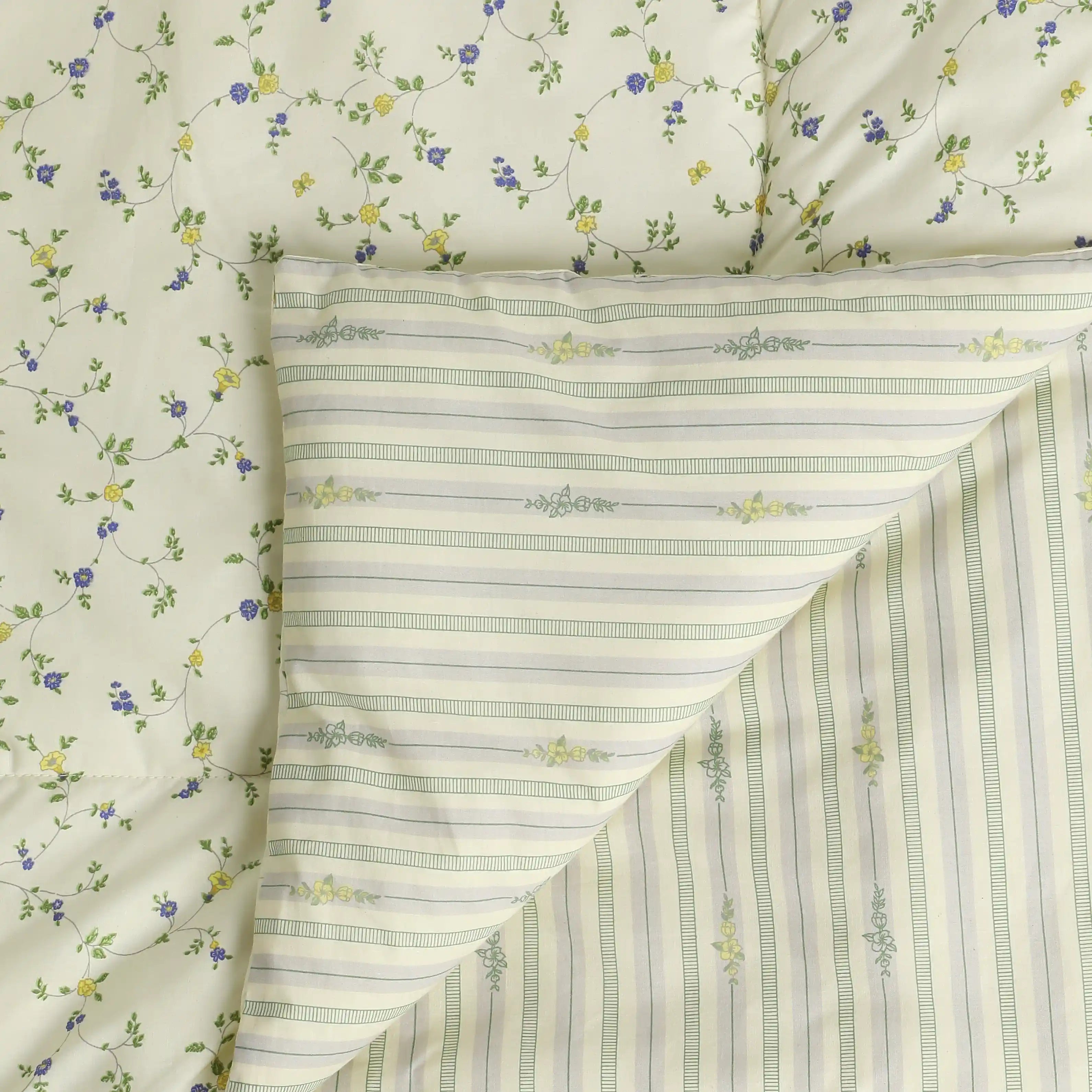 Bloomshire Luxe Printed Comforter-120gsm-Cream Bloom Cream Bloom / Double