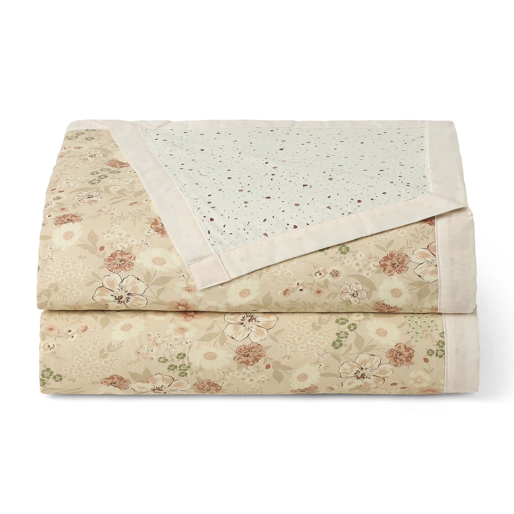 Mishella Printed Beige Bedding Set-2 (Dbl Bedsheet + 2 Sgl Dohar) Beige / Double
