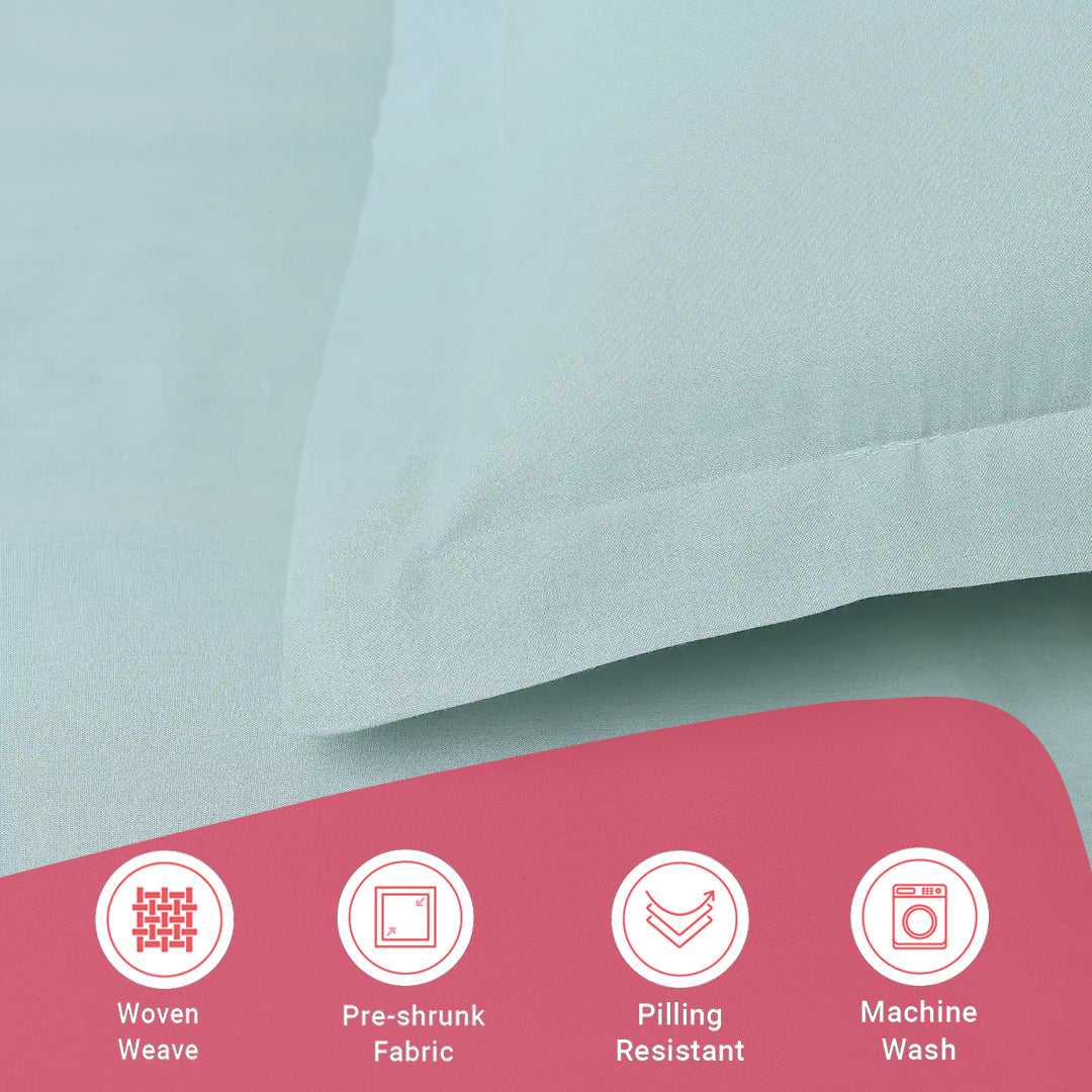 Paleto | Everyday Hues Solid Dyed Cotton Bedsheet Set-Blue Sky