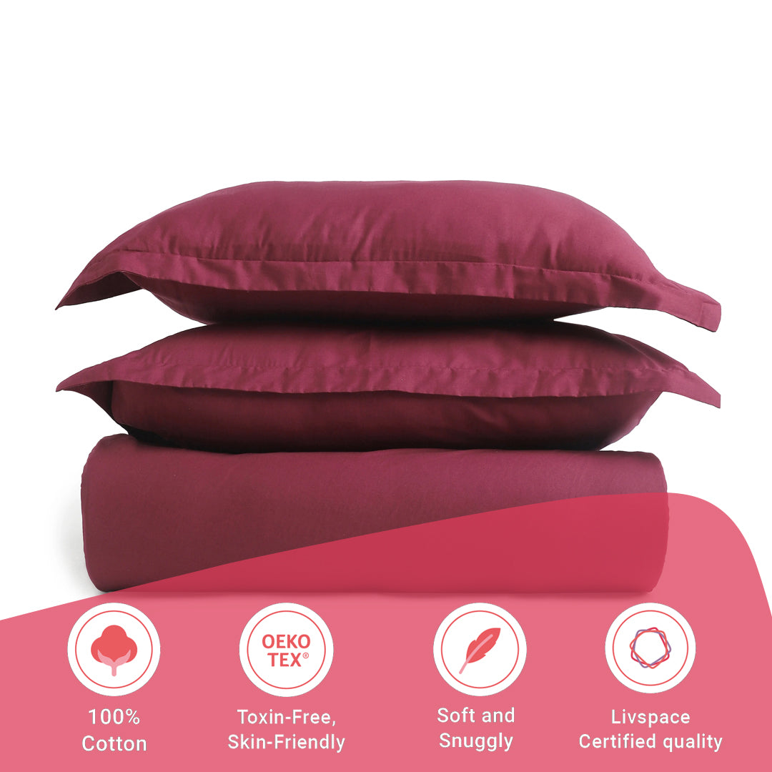 Paleto | Everyday Hues Solid Dyed Cotton Fitted Sheet Set-Windsor Wine