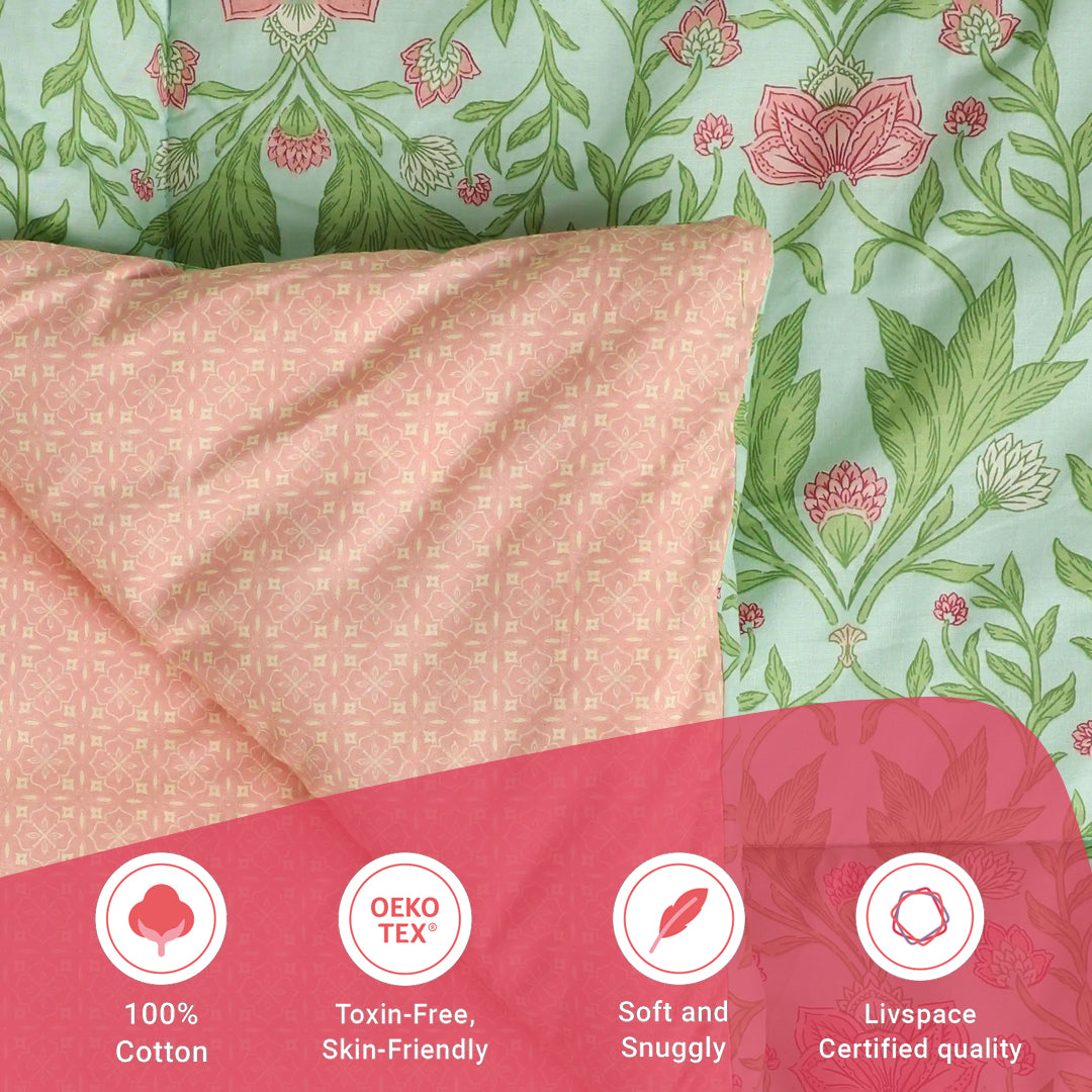 Chippa Lane | Contemporary Indian Print Design 120GSM Reversible Comforter-Sage Mint