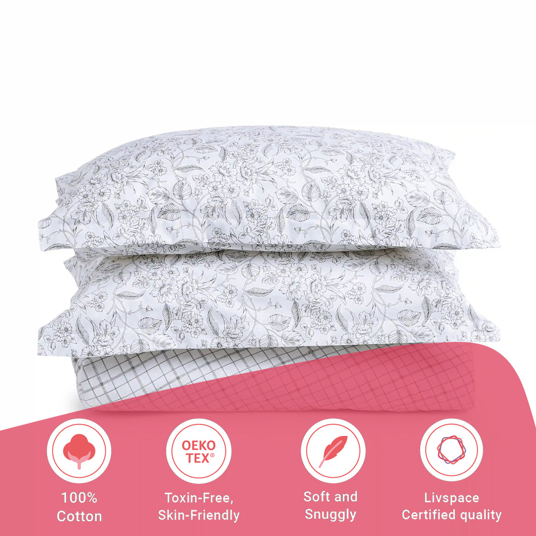 Mishella | Mix & Match Printed Cotton Fitted Sheet Set - Charcoal Checks