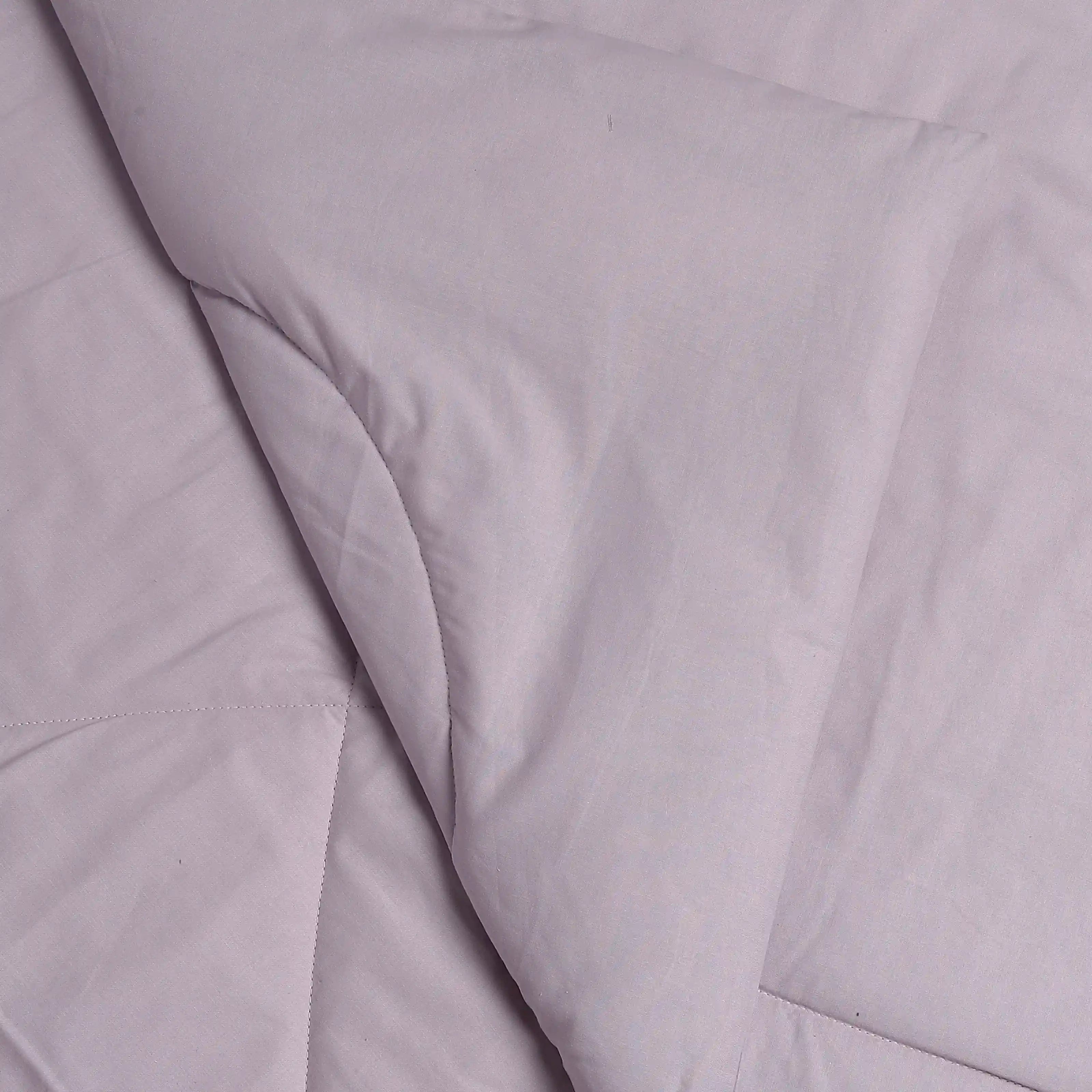 Paleto | Everyday Hues Cotton Solid Dyed 120GSM Comforter-Grey Lavender Grey Lavender / Double