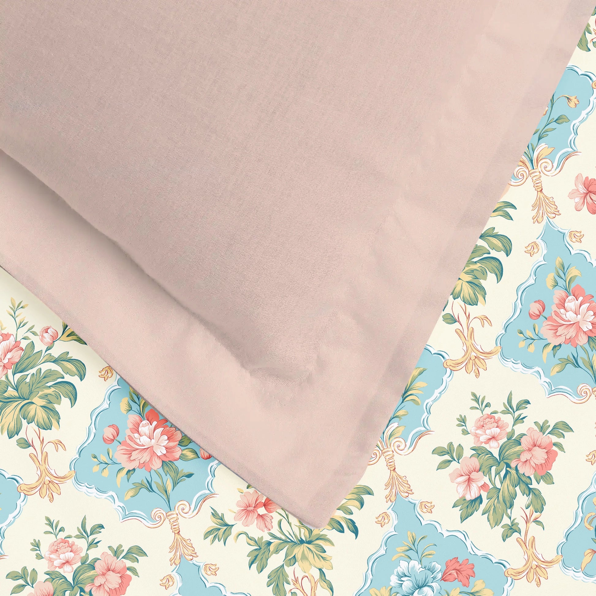 Udyan Tales | Enchanted Floral Printed Cotton Bedsheet Set - Flamingo Pink Flamingo Pink / King