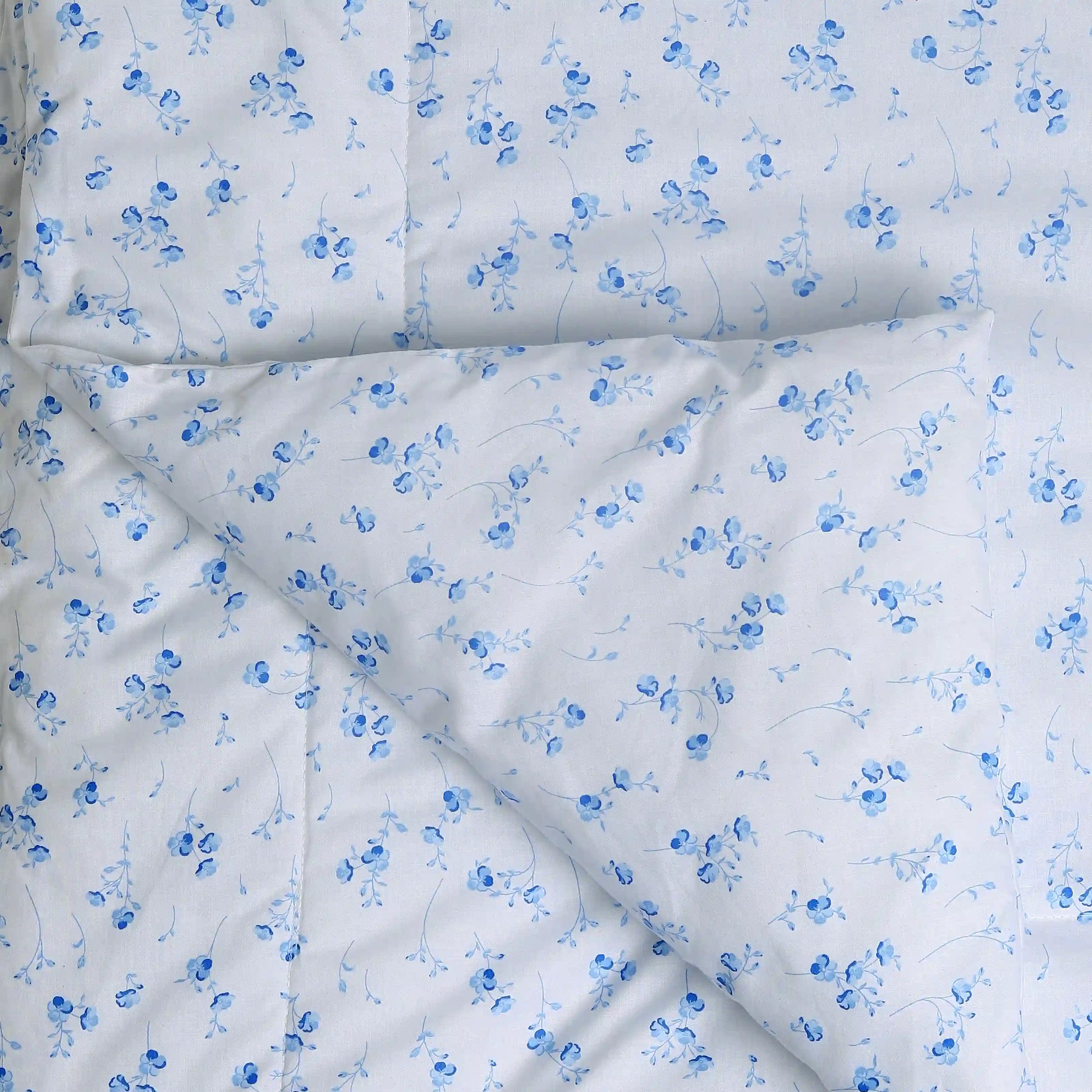 Bloomshire Classic | Everyday Charm Printed 120GSM Reversible Comforter-Ocean Blue Ocean Blue / Single