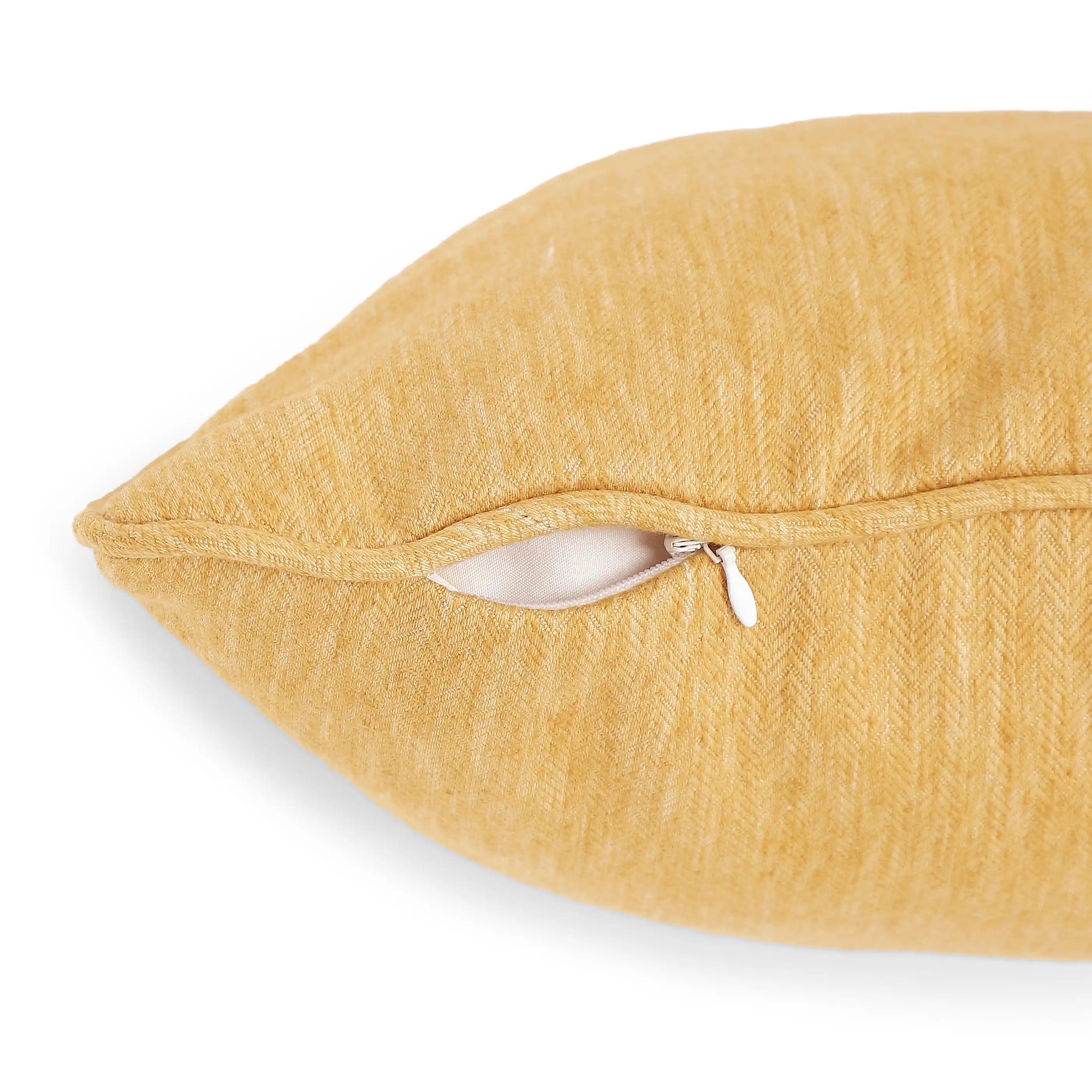 Vissencia Solid Cushion Cover | Textured Weaves Golden Nectar / Cushion Cover (51cm x 51cm)
