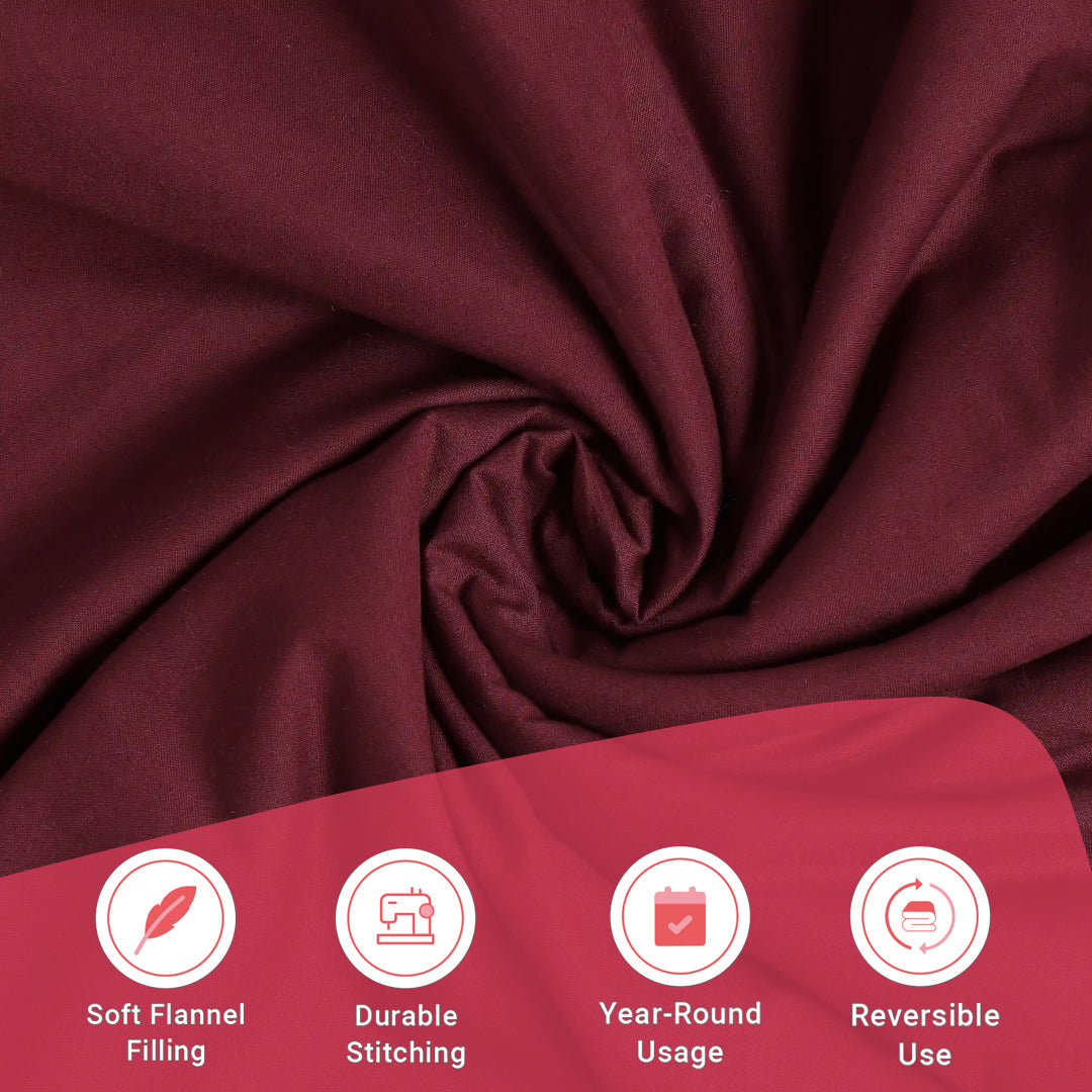 Paleto | Everyday Hues Cotton Solid Dyed Dohar with Super Soft Flannel Layering-Windsor Wine