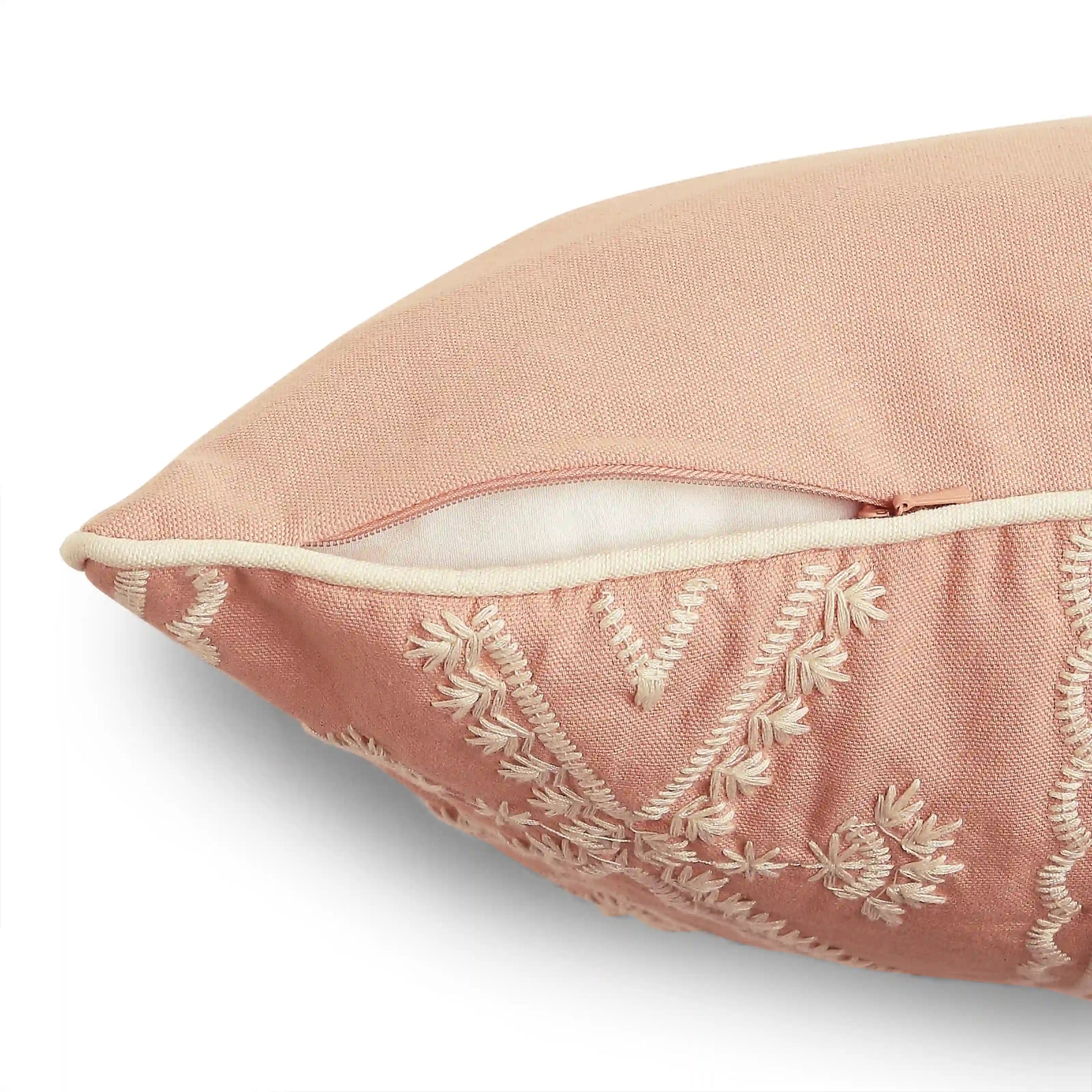 Espricia Embroidered Cushion Cover | Floral Mirage Sunset Peach / Cushion Cover (41cm x 66cm)