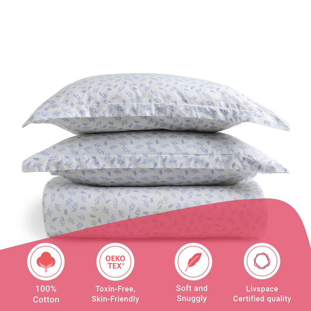 Bloomshire Classic | Everyday Charm Printed Cotton Fitted Sheet Set-Purple