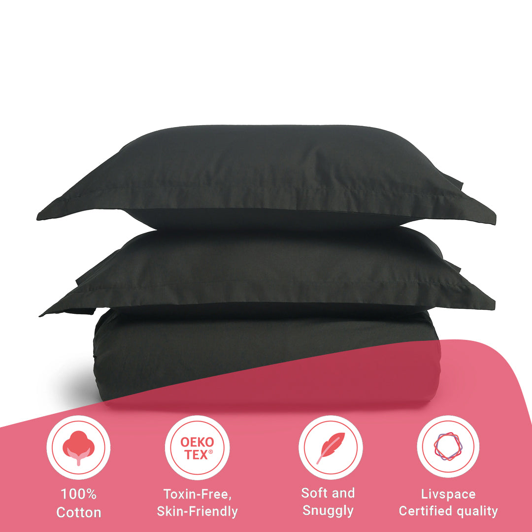 Paleto | Everyday Hues Solid Dyed Cotton Fitted Sheet Set-Dark Grey