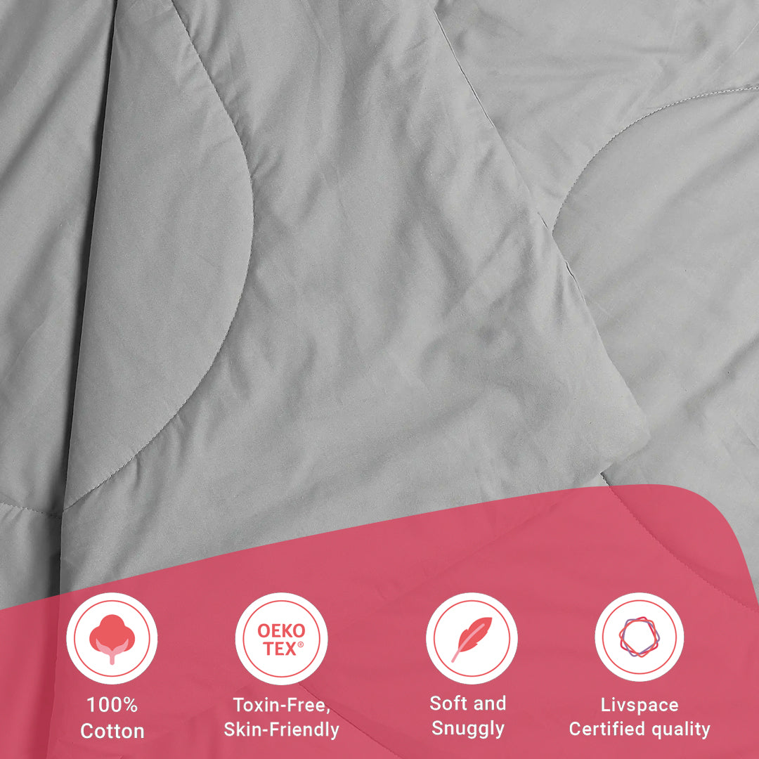 Paleto | Everyday Hues Cotton Solid Dyed 120GSM Comforter-Grey