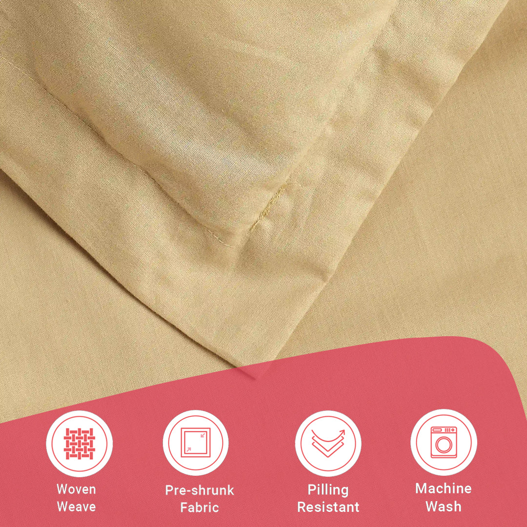 Paleto | Everyday Hues Solid Dyed Cotton Bedsheet Set-Beige