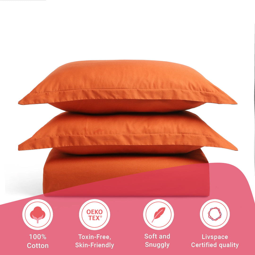 Paleto | Everyday Hues Solid Dyed Cotton Fitted Sheet Set-Rust