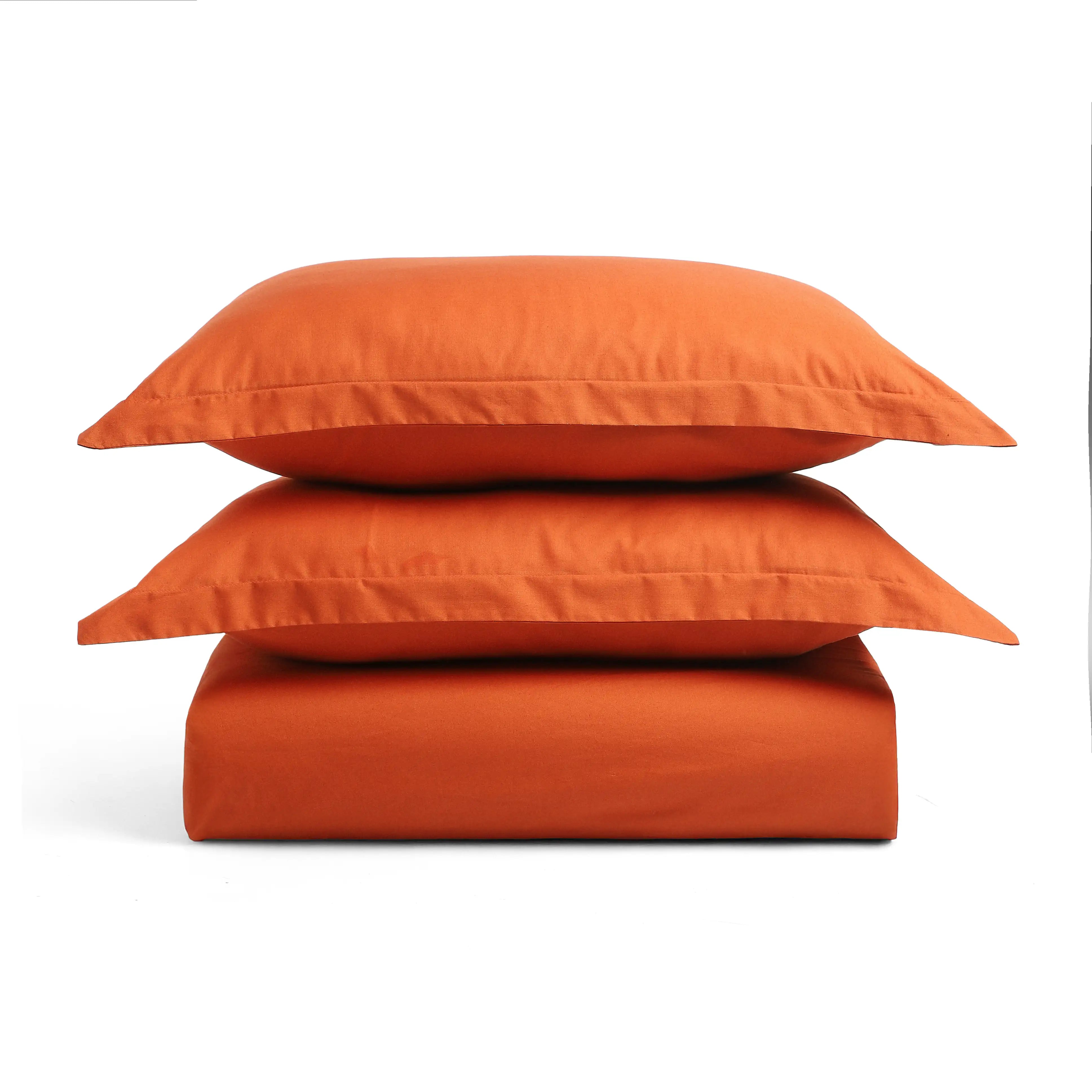 Paleto | Everyday Hues Solid Dyed Cotton Fitted Sheet Set-Rust Rust / Queen