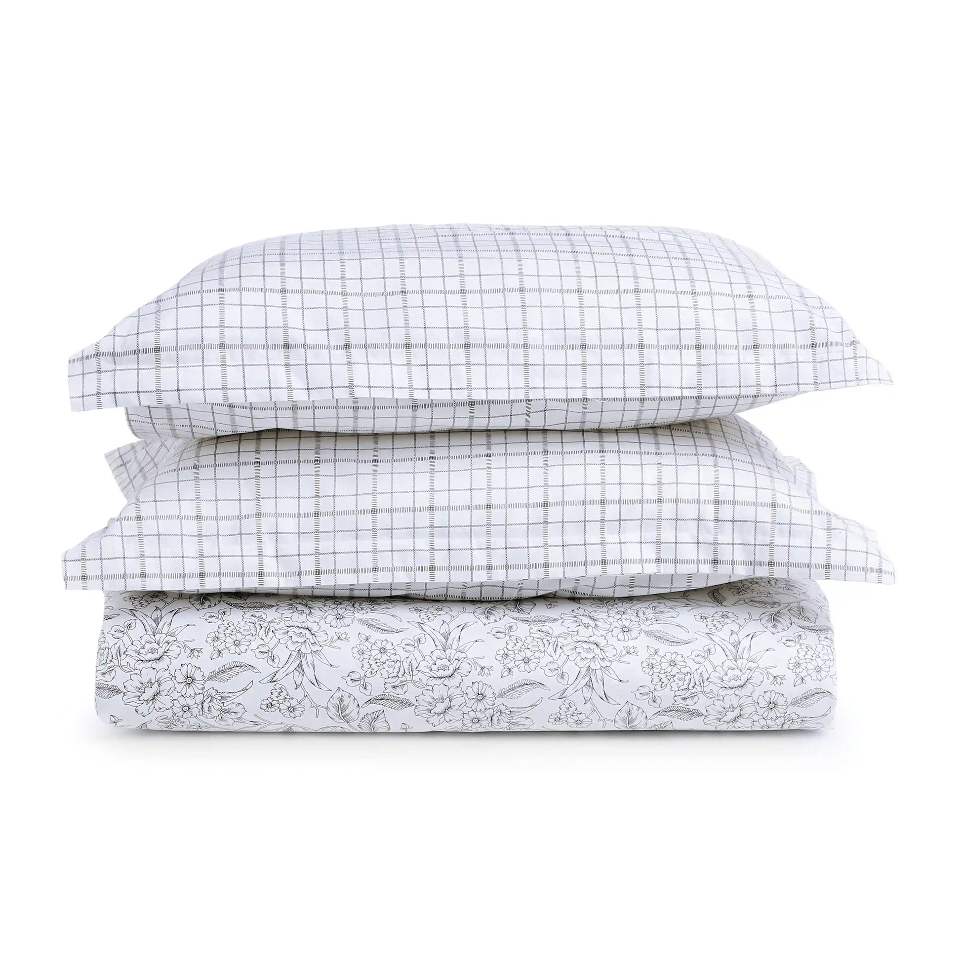Mishella Printed Charcoal Bloom Fitted Sheet Set Charcoal Bloom / Queen